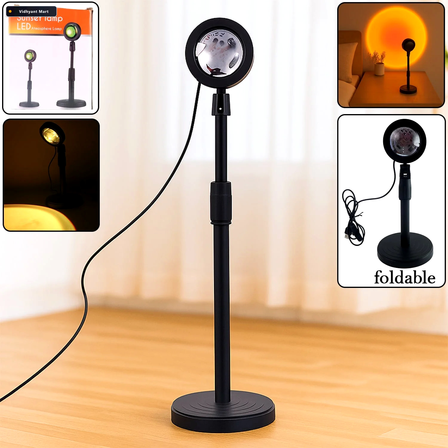 Vidhyant Mart Sunset Projection Lamp Multi Color Led Light Indo 1