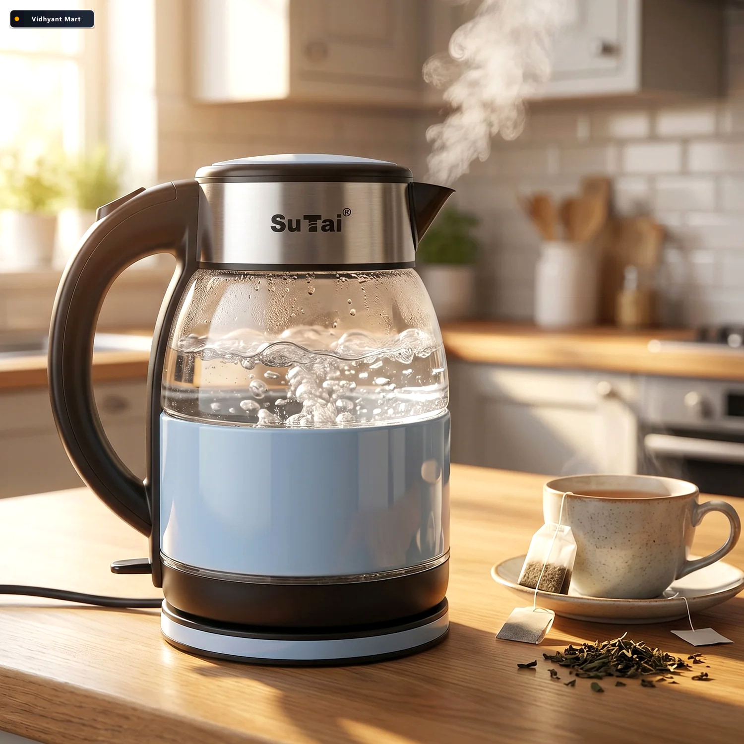 Vidhyant Mart Suta Electric Glass Kettle 2 Litre Stainless Steel 3
