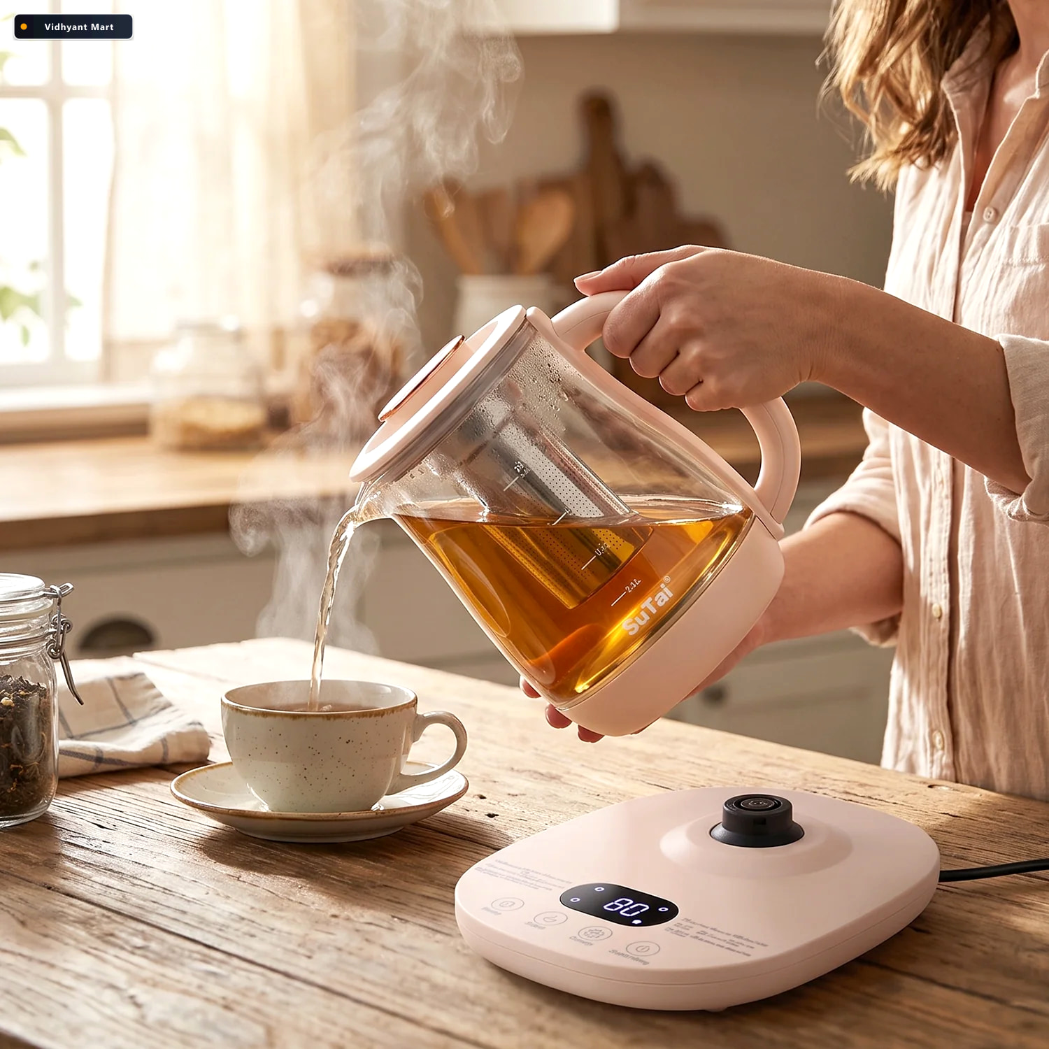 Vidhyant Mart Suta Electric Glass Kettle 23l Tea Maker With Infu 2