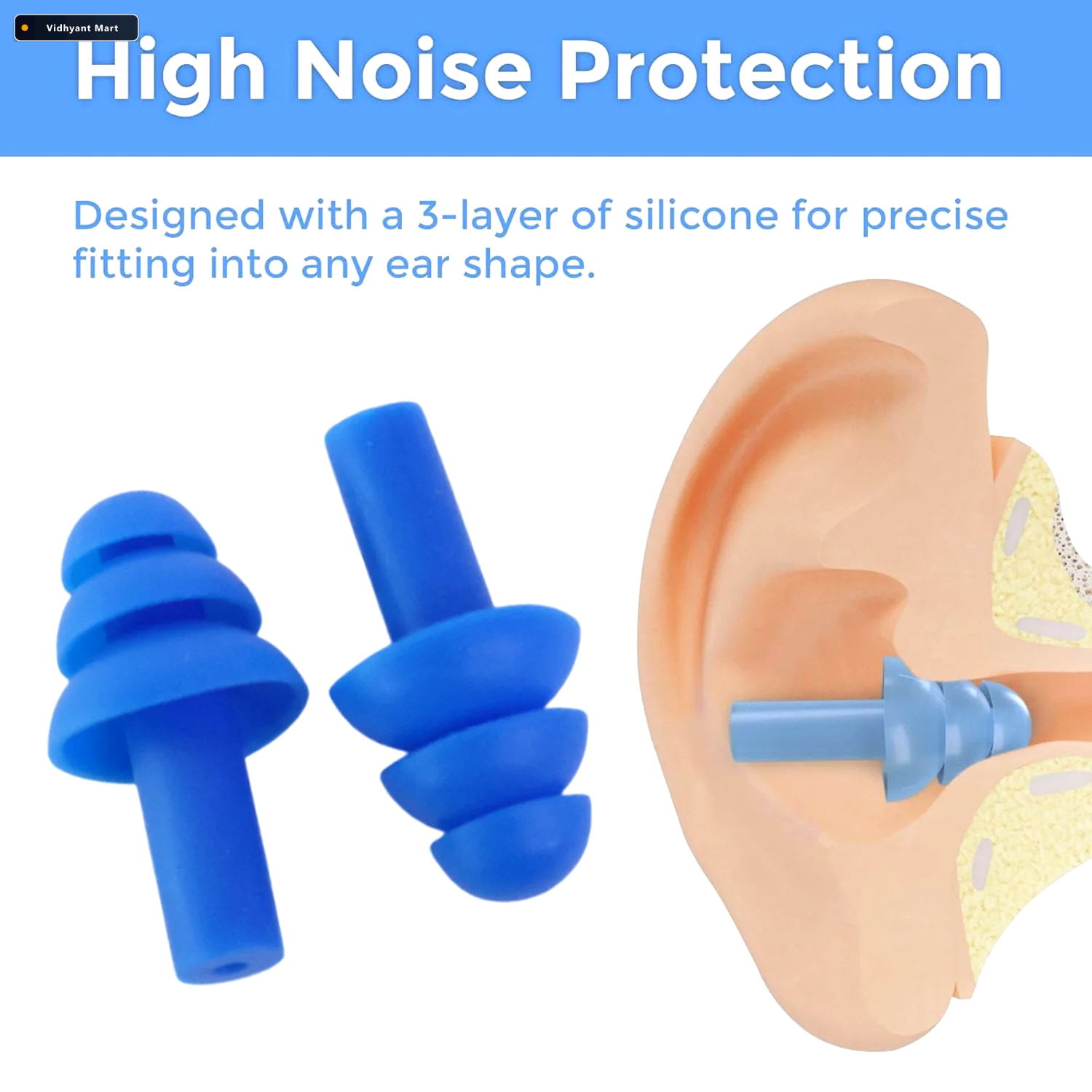 Vidhyant Mart Swimming Ear Plugs Reusable Waterproof Silicone Co 3