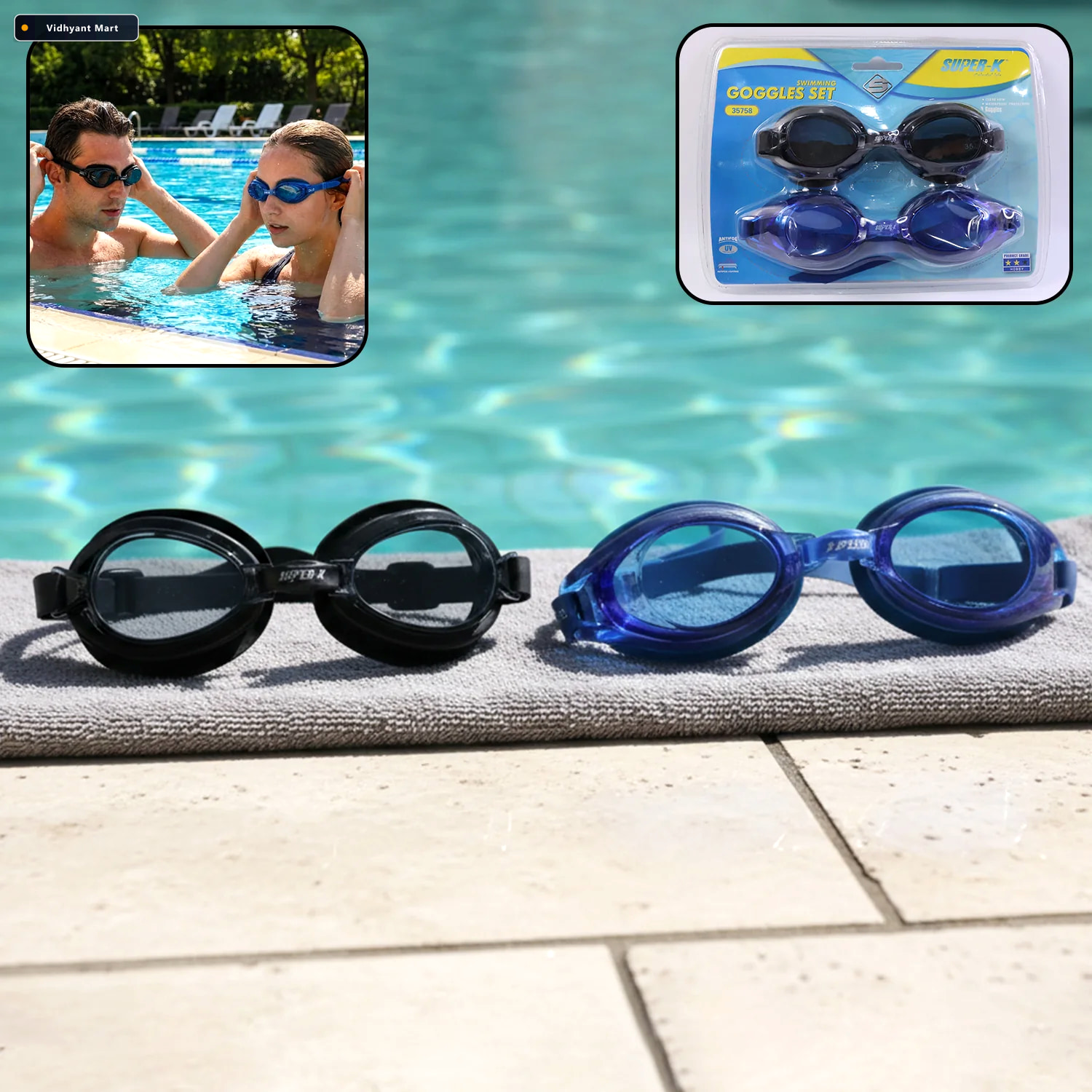 Vidhyant Mart Swimming Goggles Anti Fog Water Resistant 2 Piece 1