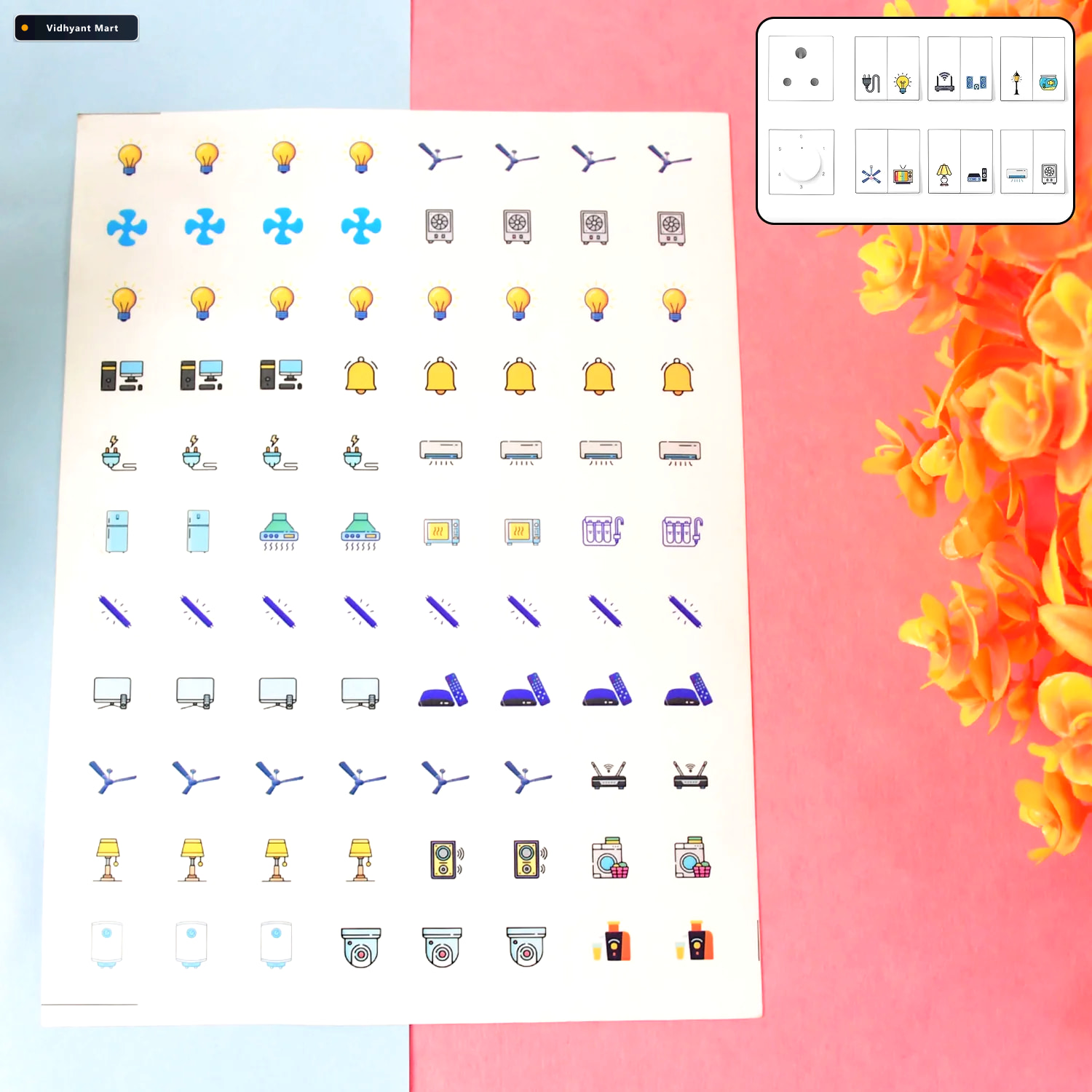Vidhyant Mart Switch Icon Sticker Sheet 88 Visual Labels For Eas 1