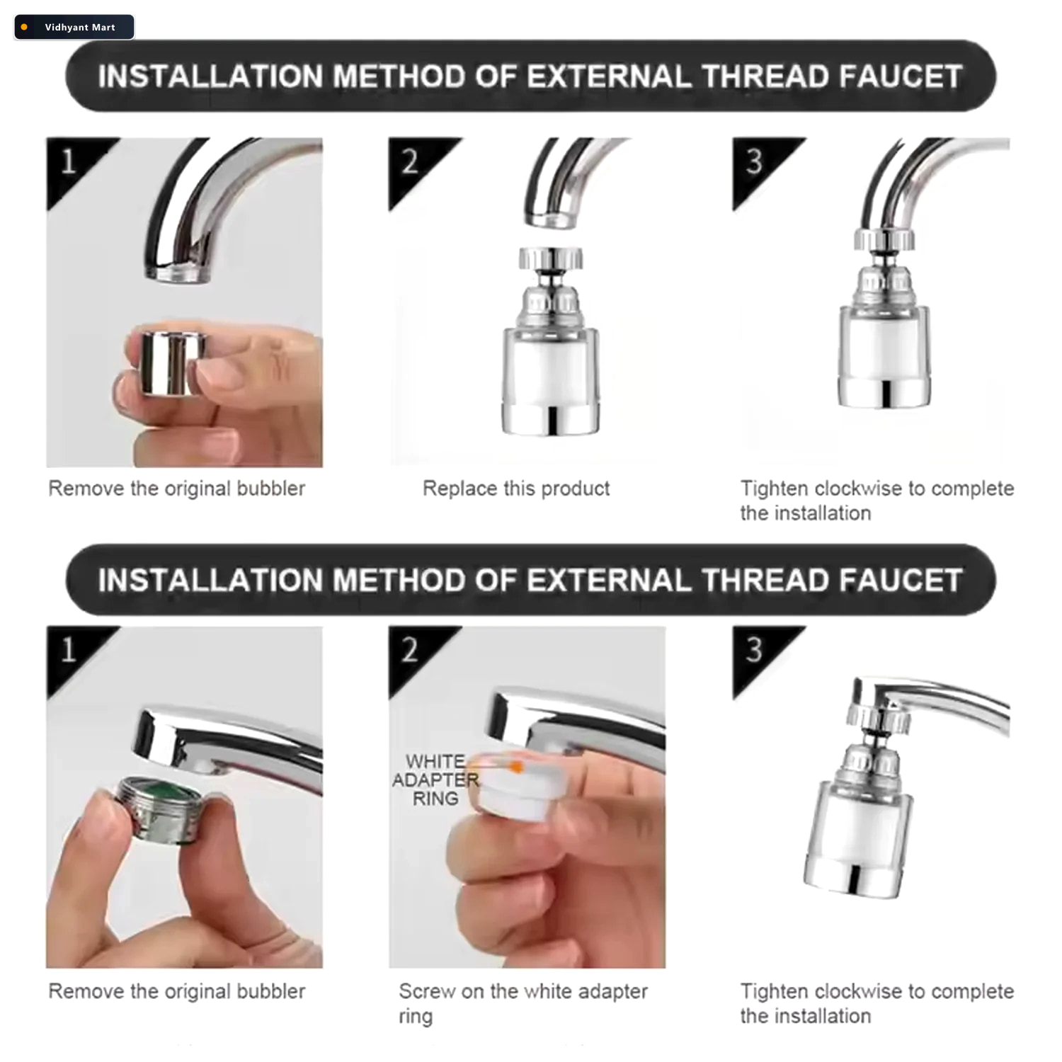 Vidhyant Mart Swivel Faucet Aerator 360 Rotatable Foldable Mist 3