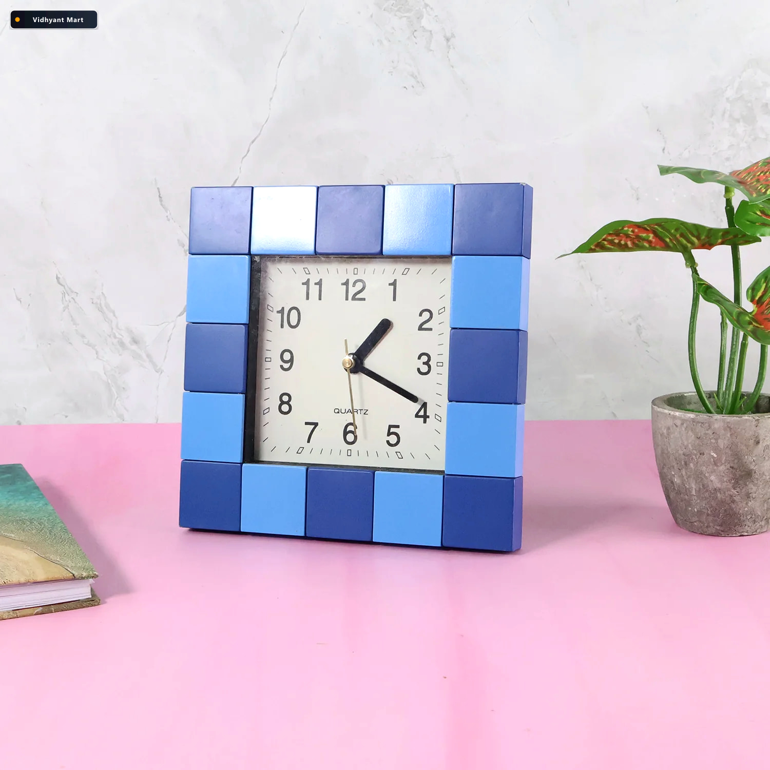 Vidhyant Mart Table Clock Modern Square Quartz For Desk Office H 2
