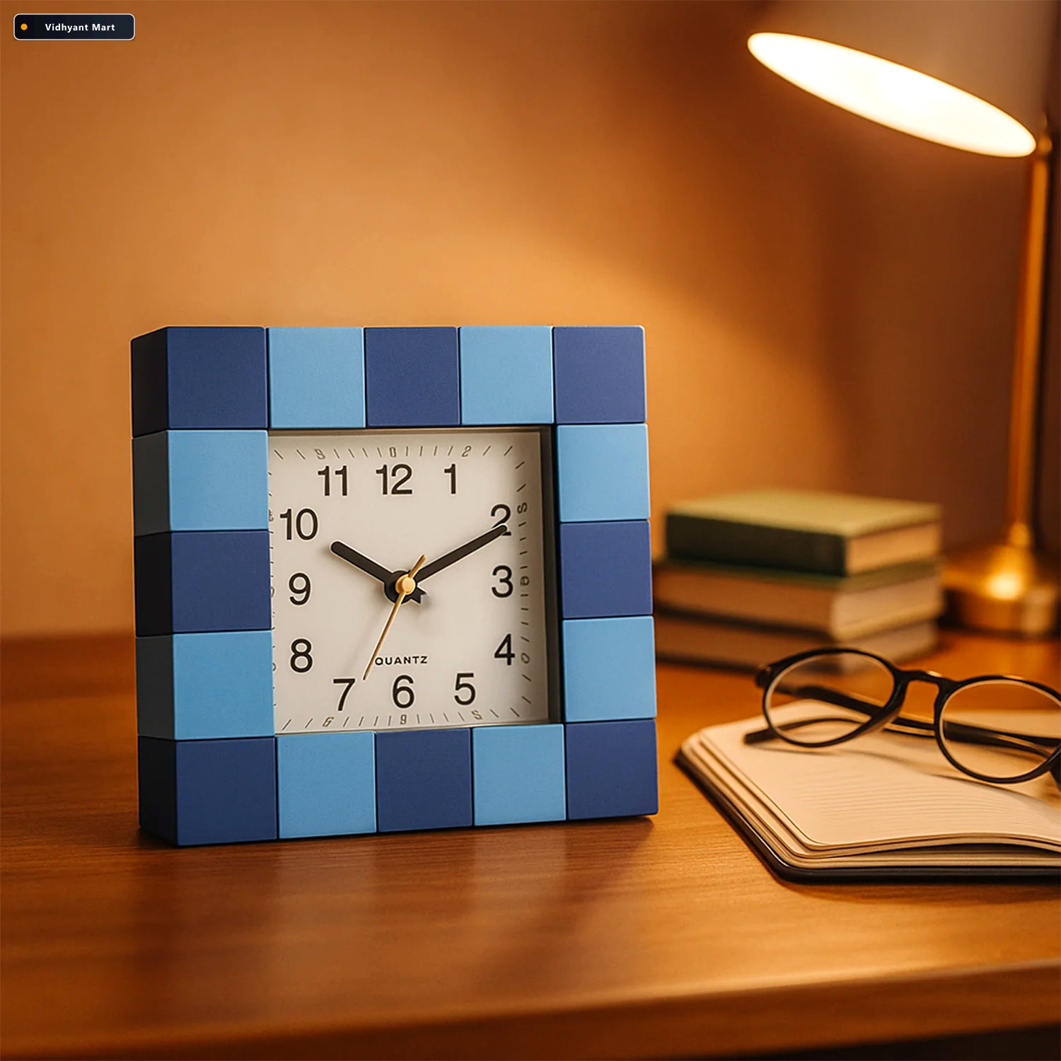 Vidhyant Mart Table Clock Modern Square Quartz For Desk Office H 3