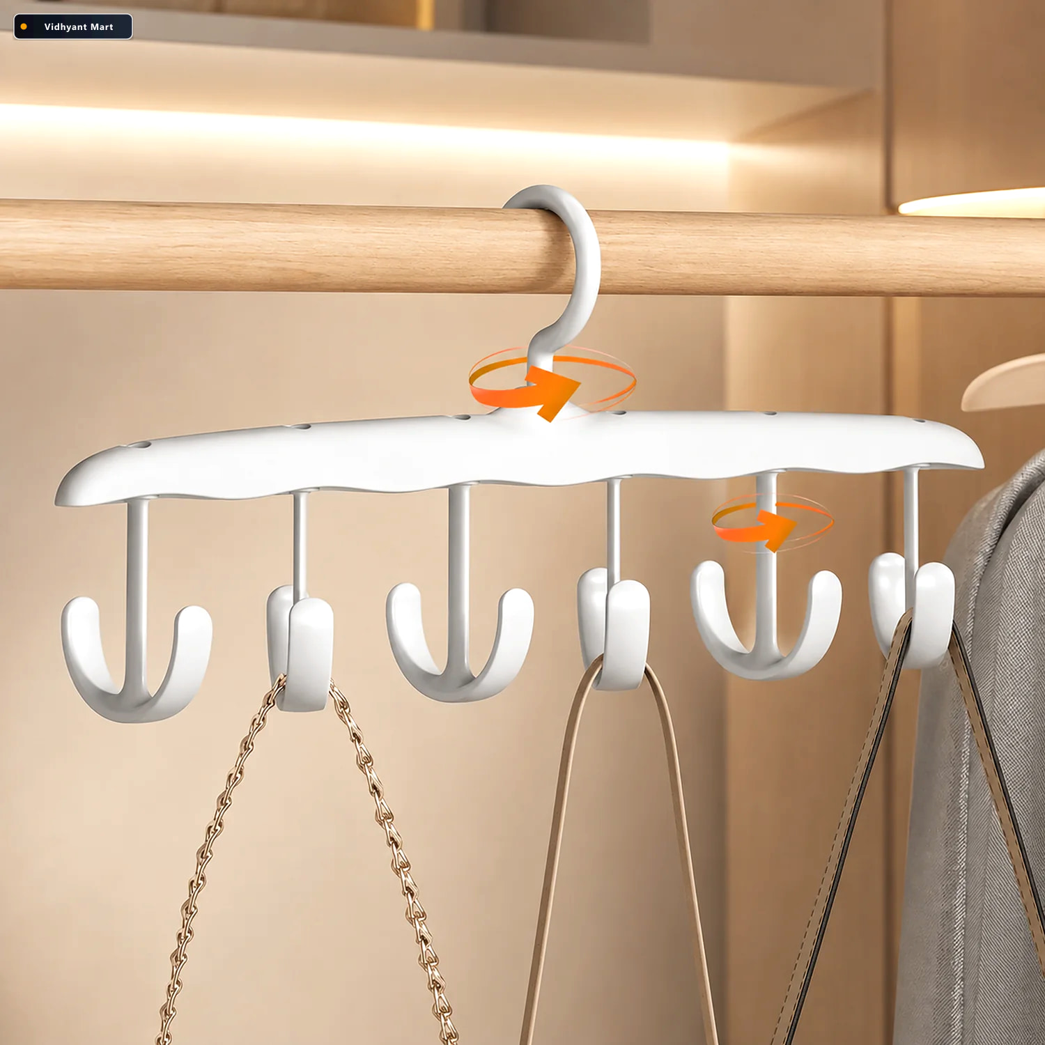 Vidhyant Mart Tank Top Hanger 12 Hook Rotating Closet Organizer 1