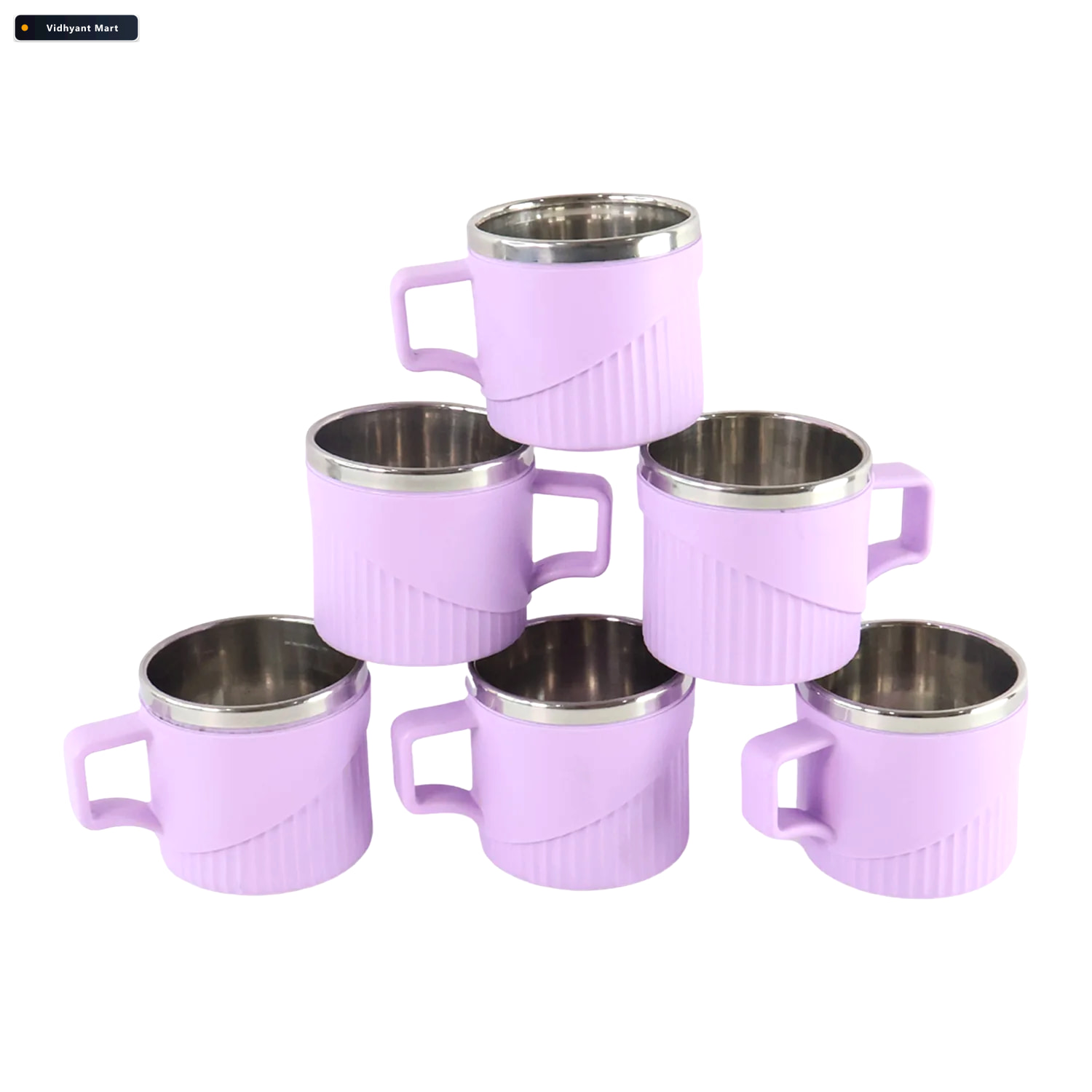 Vidhyant Mart Tea Coffee Cup Set Of 6 Durable Metal Inner Heat S 4