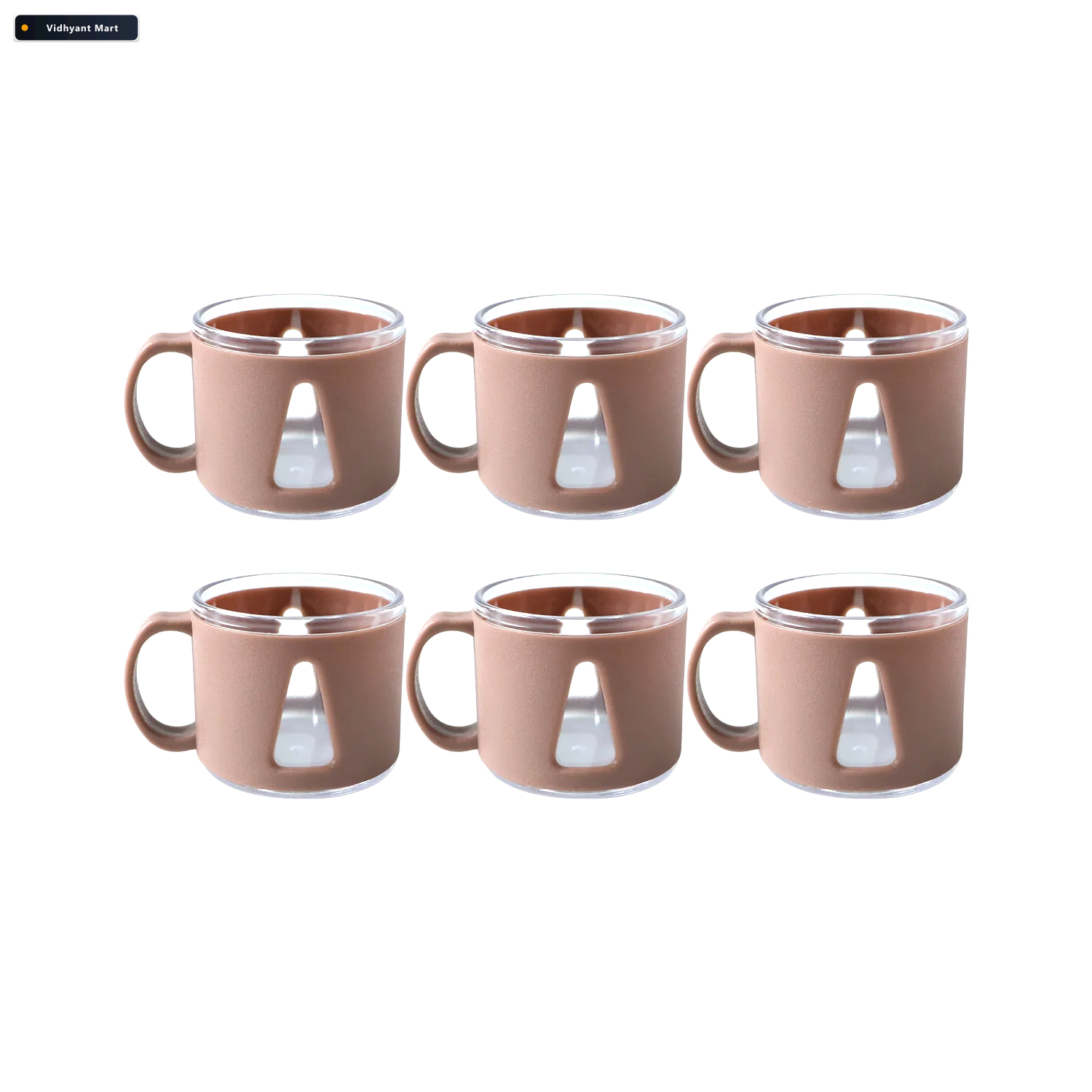 Vidhyant Mart Tea Cup Set Elegant 6 Piece Ceramic Round Serving 4