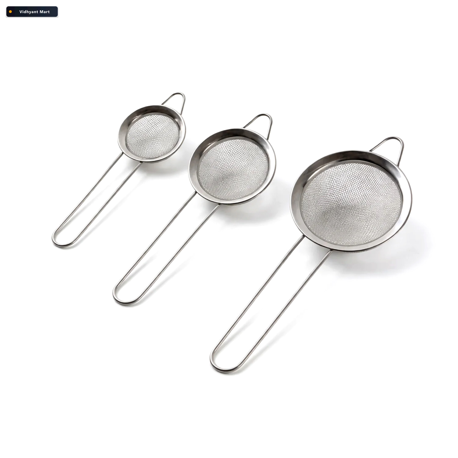 Vidhyant Mart Tea Strainer Stainless Steel 3 Piece Set With Fine 3