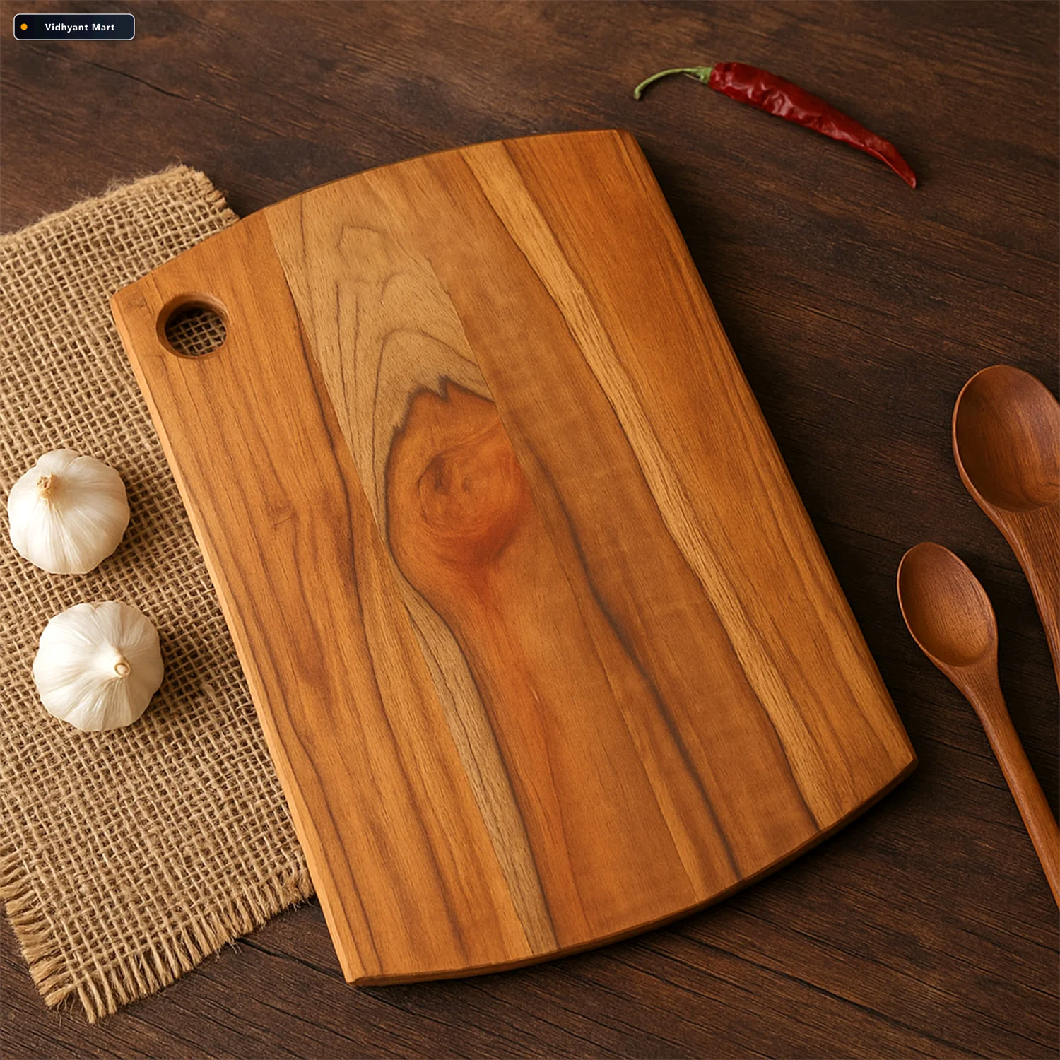 Vidhyant Mart Teak Wood Chopping Board Durable Heavy Duty Kitche 3