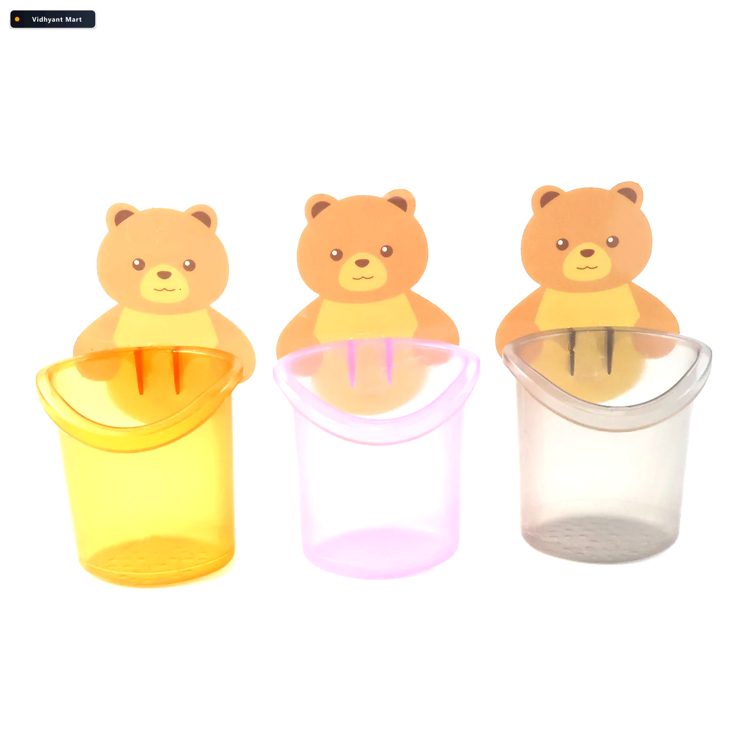Vidhyant Mart Teddy Bear Toothbrush Holder Cute Wall Mounted Kid 3