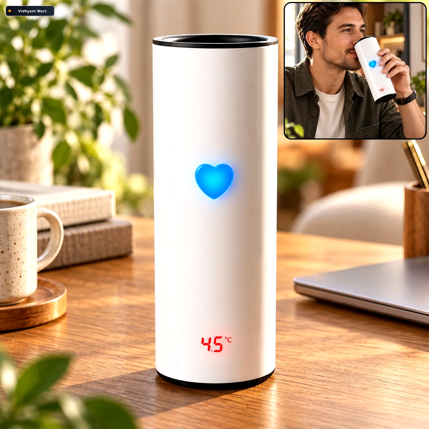 Vidhyant Mart Temperature Display Travel Tumbler For Men With Le 1