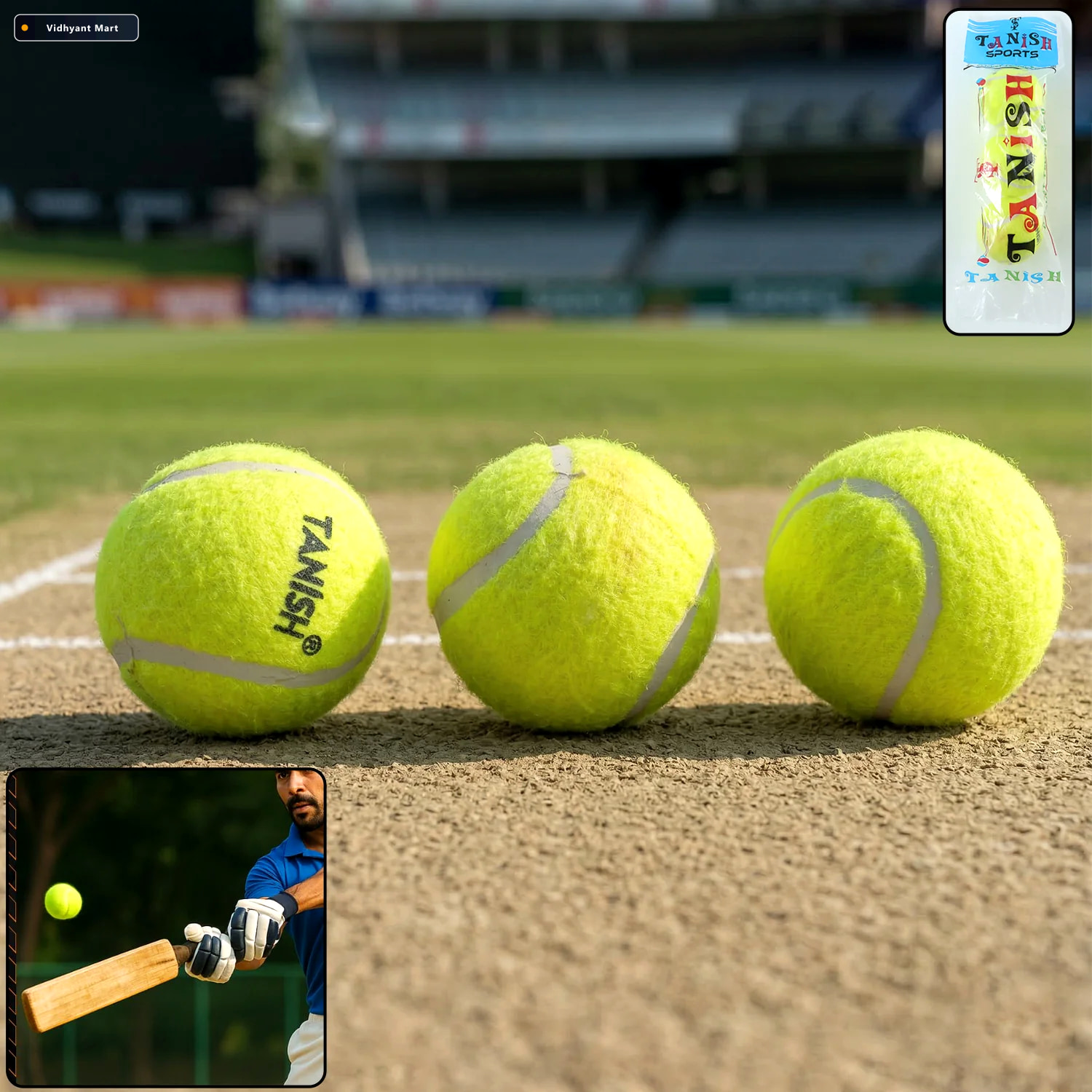 Vidhyant Mart Tennis Ball Set Durable Bright Yellow Balls For Pr 1