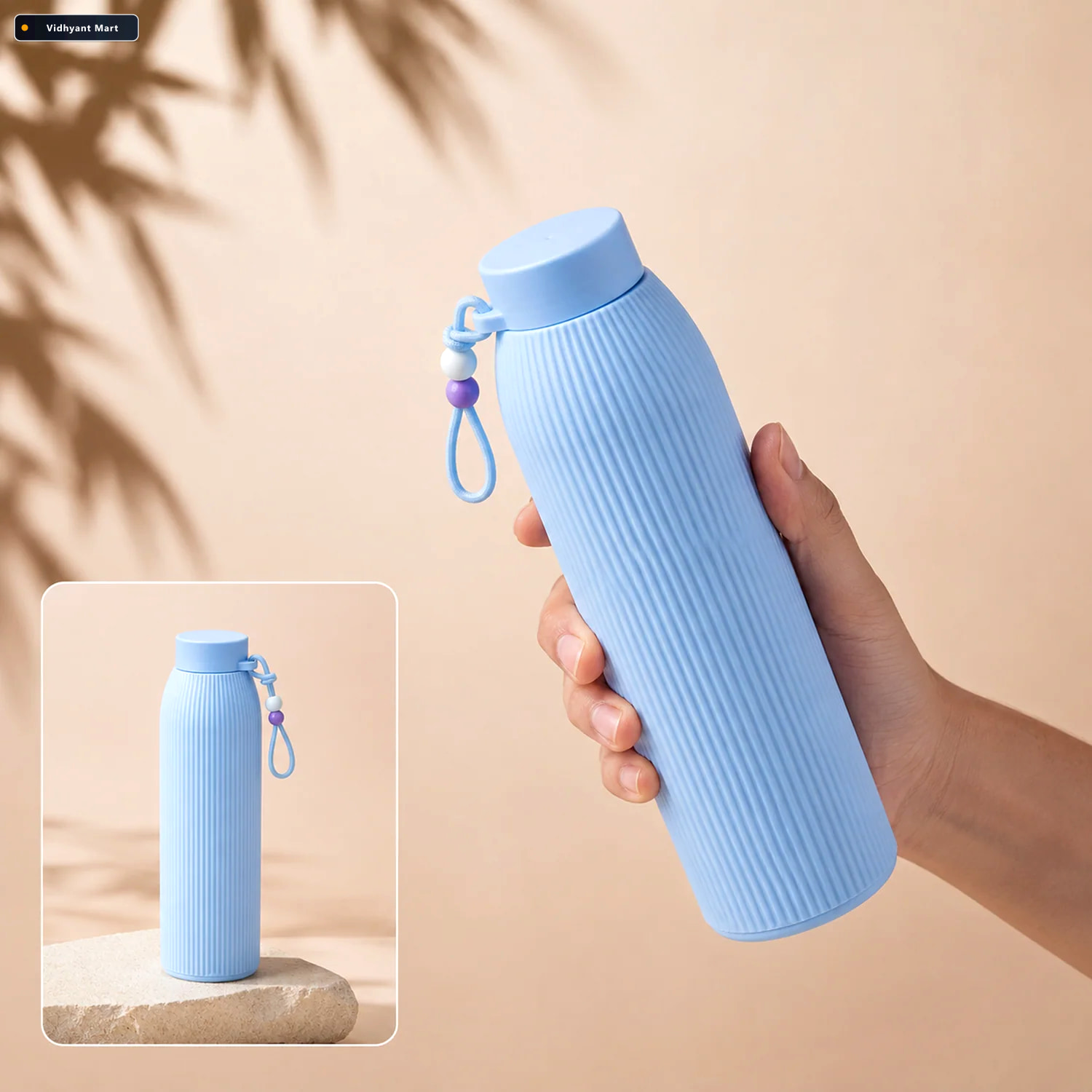 Vidhyant Mart Textured Glass Water Bottle Leakproof For Travel D 1