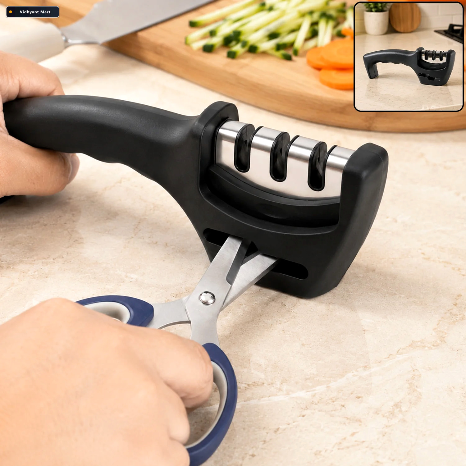 Vidhyant Mart Three Stage Manual Knife Sharpener With Ergonomic 1