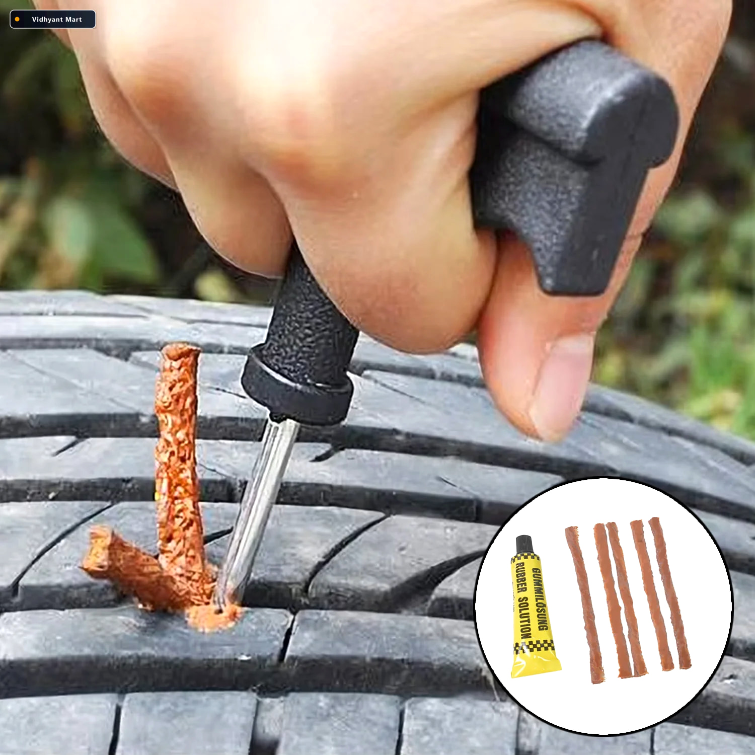 Vidhyant Mart Tire Repair Kit 13 Piece Portable Set Powerpulse 2