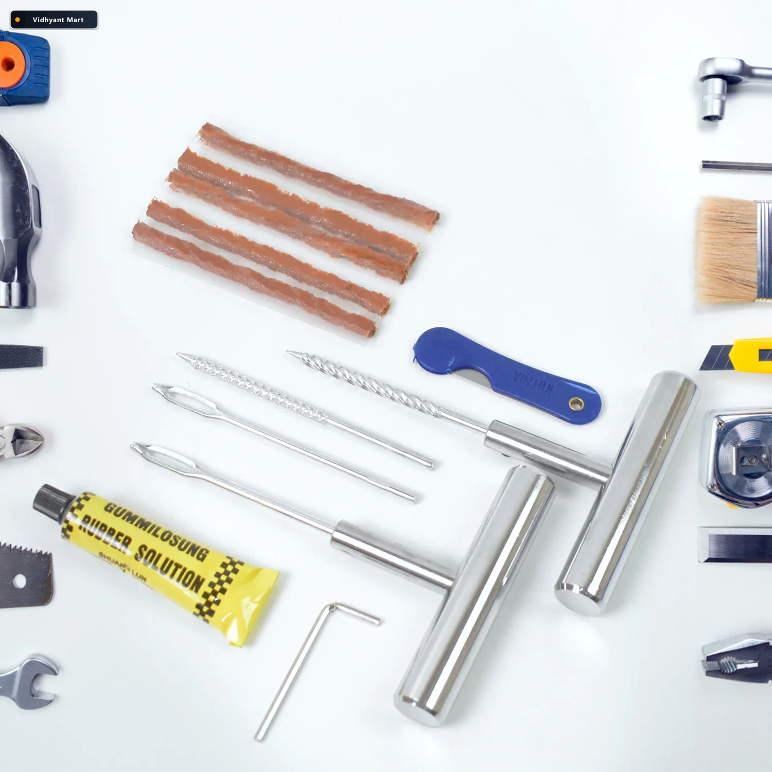 Vidhyant Mart Tire Repair Kit 13 Piece Portable Set Powerpulse 3