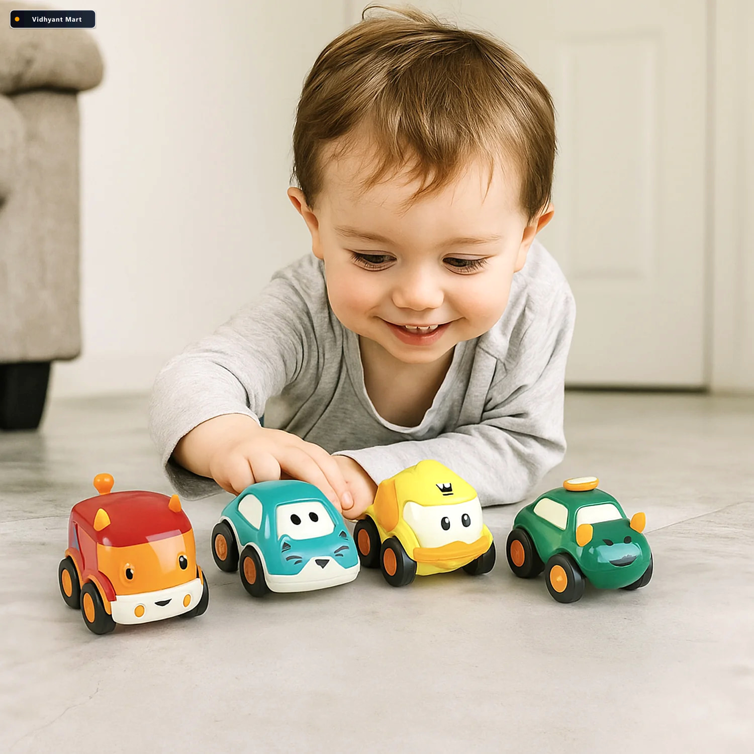 Vidhyant Mart Toddler Toy Cars Set 12 Piece Colorful Pull Back V 1