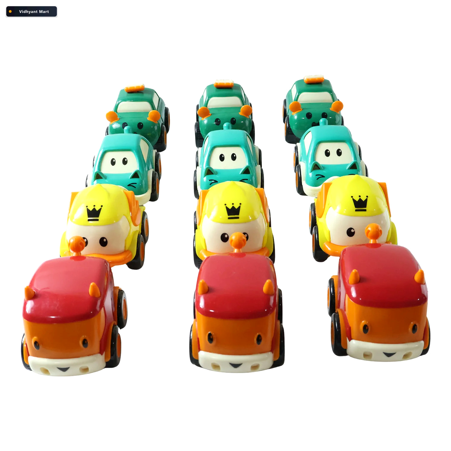 Vidhyant Mart Toddler Toy Cars Set 12 Piece Colorful Pull Back V 3