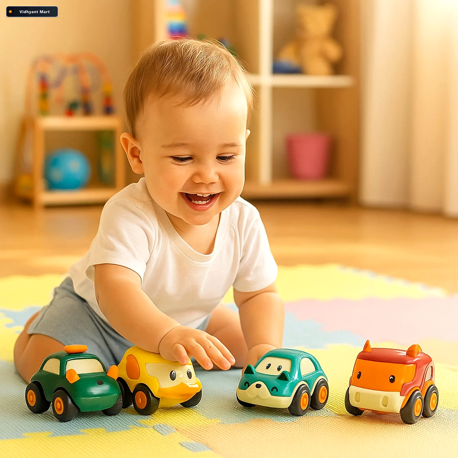Vidhyant Mart Toddler Toy Cars Set 12 Piece Colorful Pull Back V 4