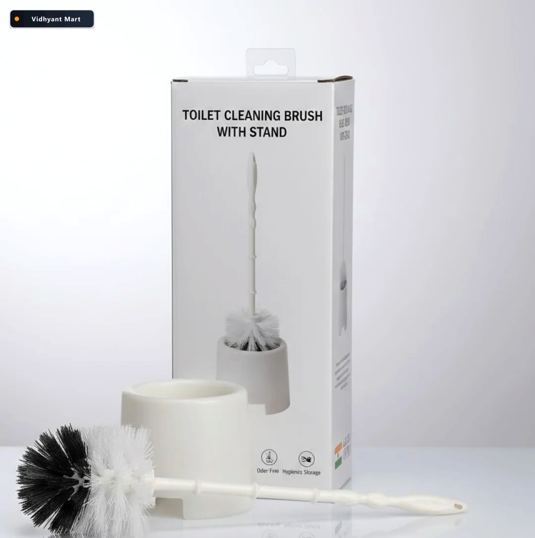Vidhyant Mart Toilet Brush With Holder For Bathroom Cleaning 4