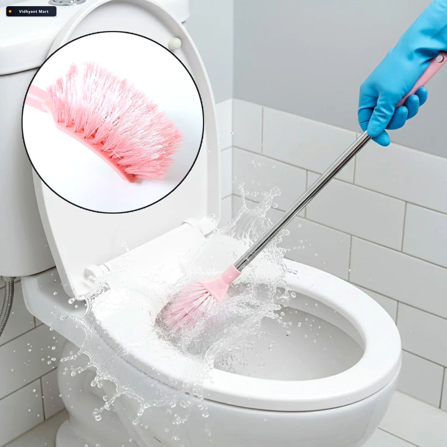 Vidhyant Mart Toilet Cleaning Brush Long Handle Ergonomic Splash 1
