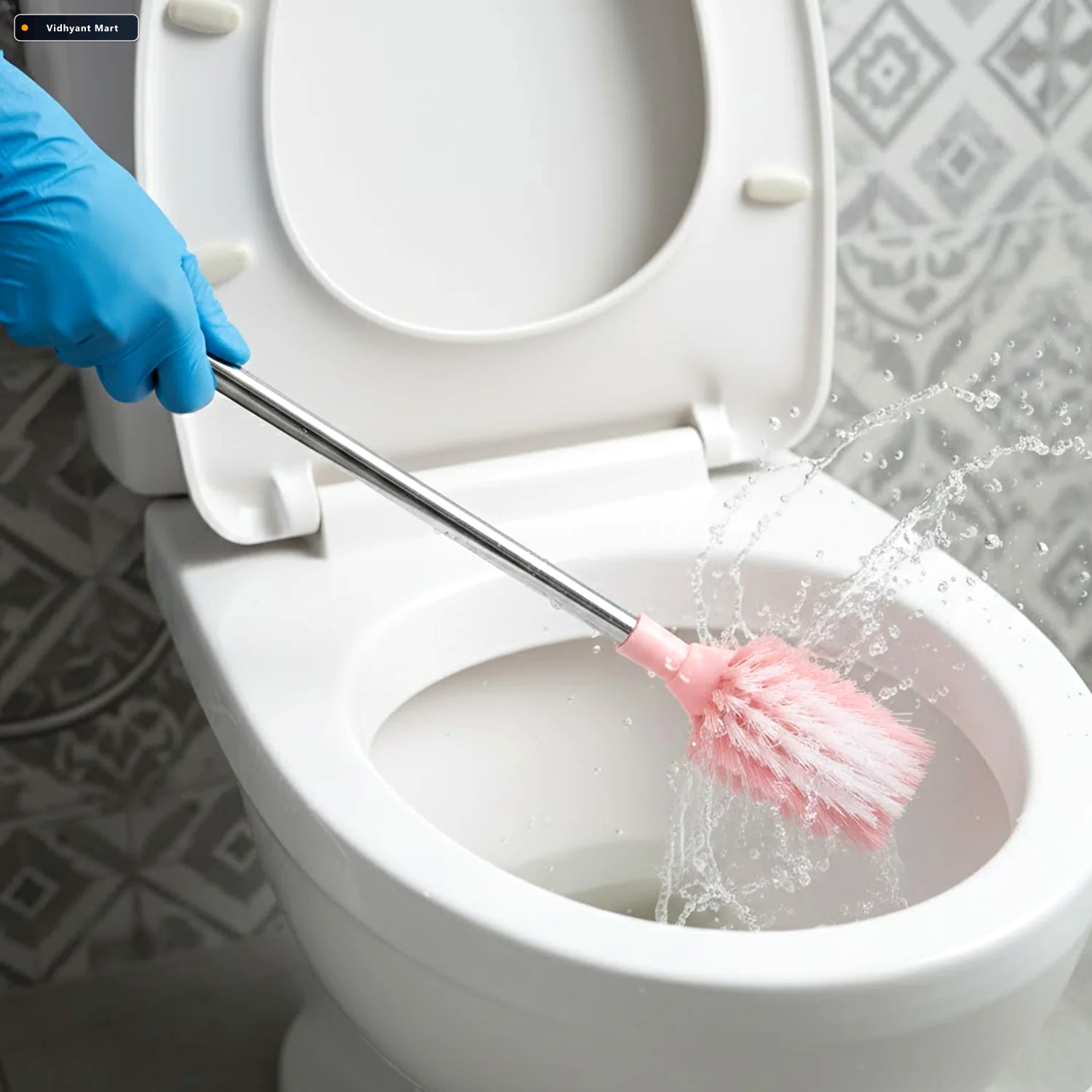 Vidhyant Mart Toilet Cleaning Brush Long Handle Ergonomic Splash 3