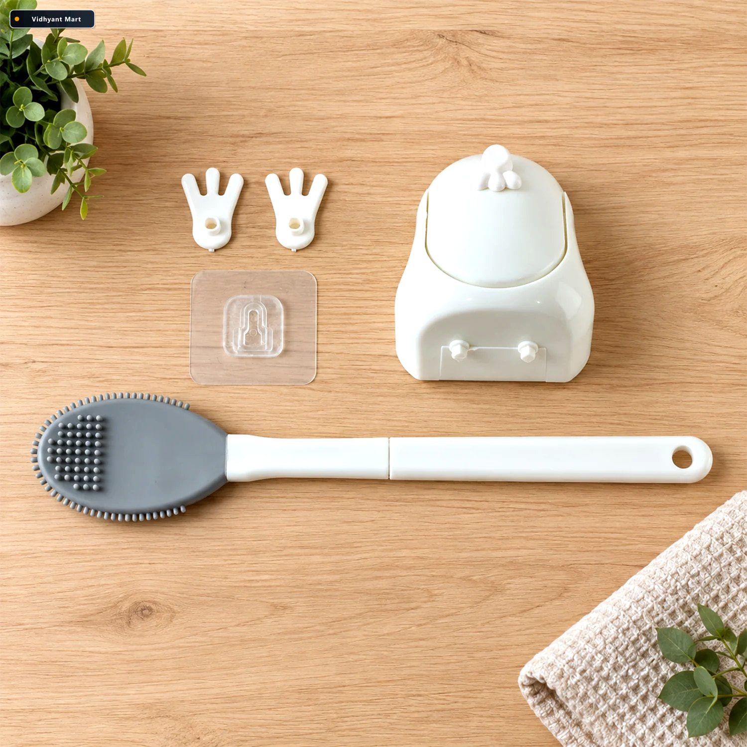Vidhyant Mart Toilet Cleaning Brush Set With Silicone Bristles A 2