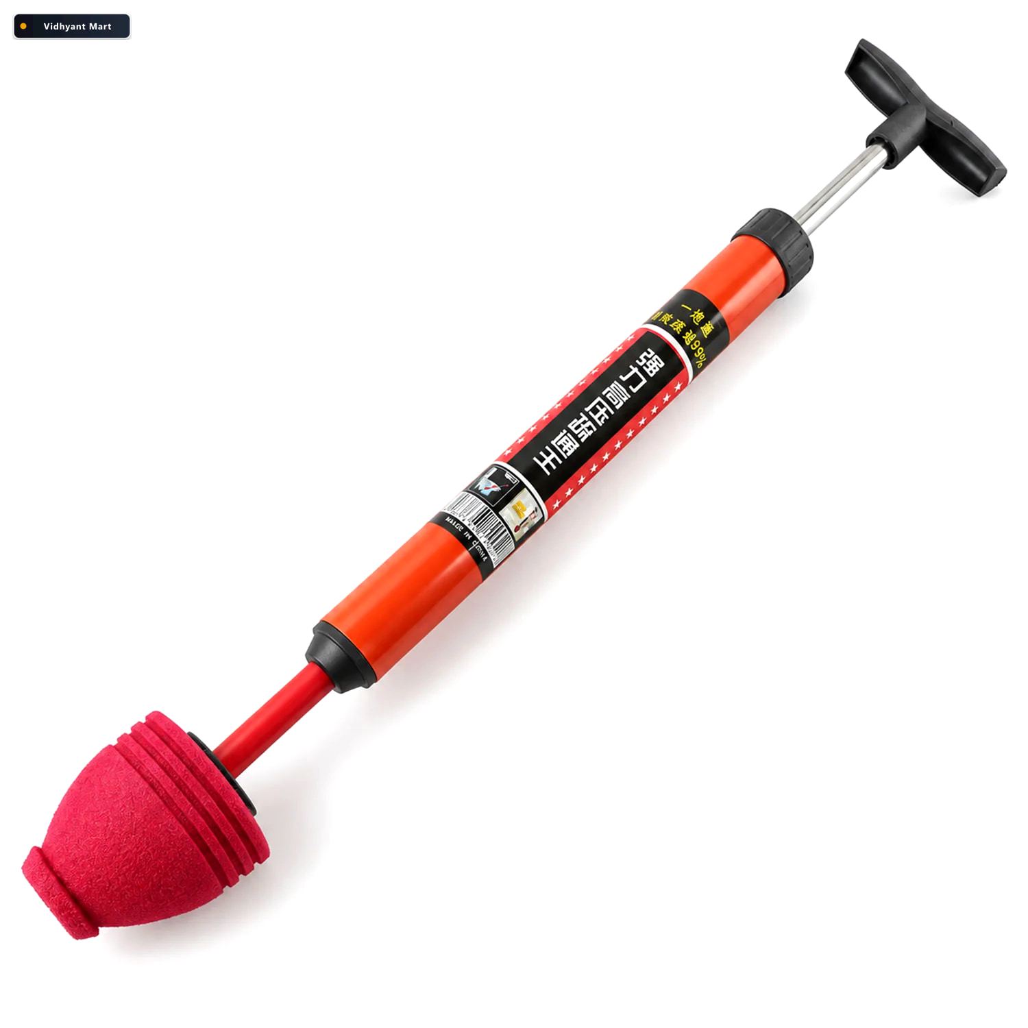 Vidhyant Mart Toilet Drain Unclogging Pump Plunger With T Handle 4