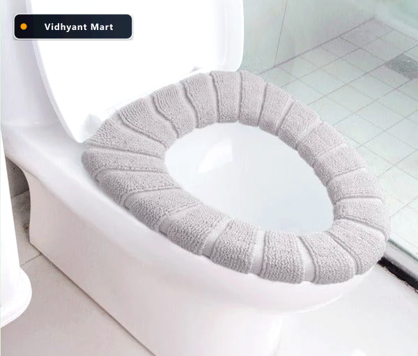 Vidhyant Mart Toilet Seat Cover Plush Washable For Warmth Comfor 2
