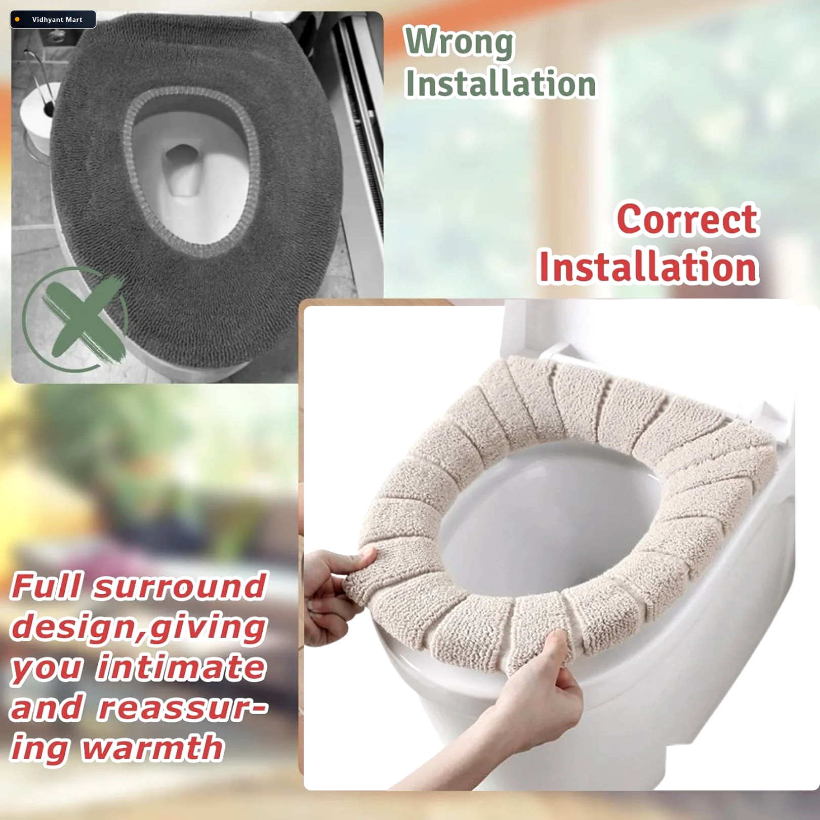 Vidhyant Mart Toilet Seat Cover Plush Washable For Warmth Comfor 4
