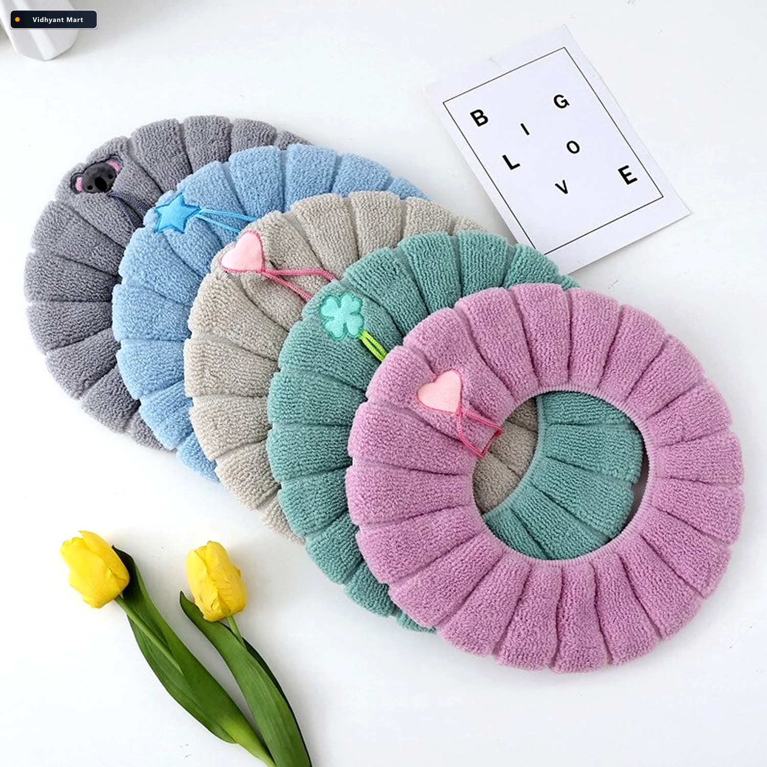 Vidhyant Mart Toilet Seat Cover Plush Washable For Warmth Comfor 5