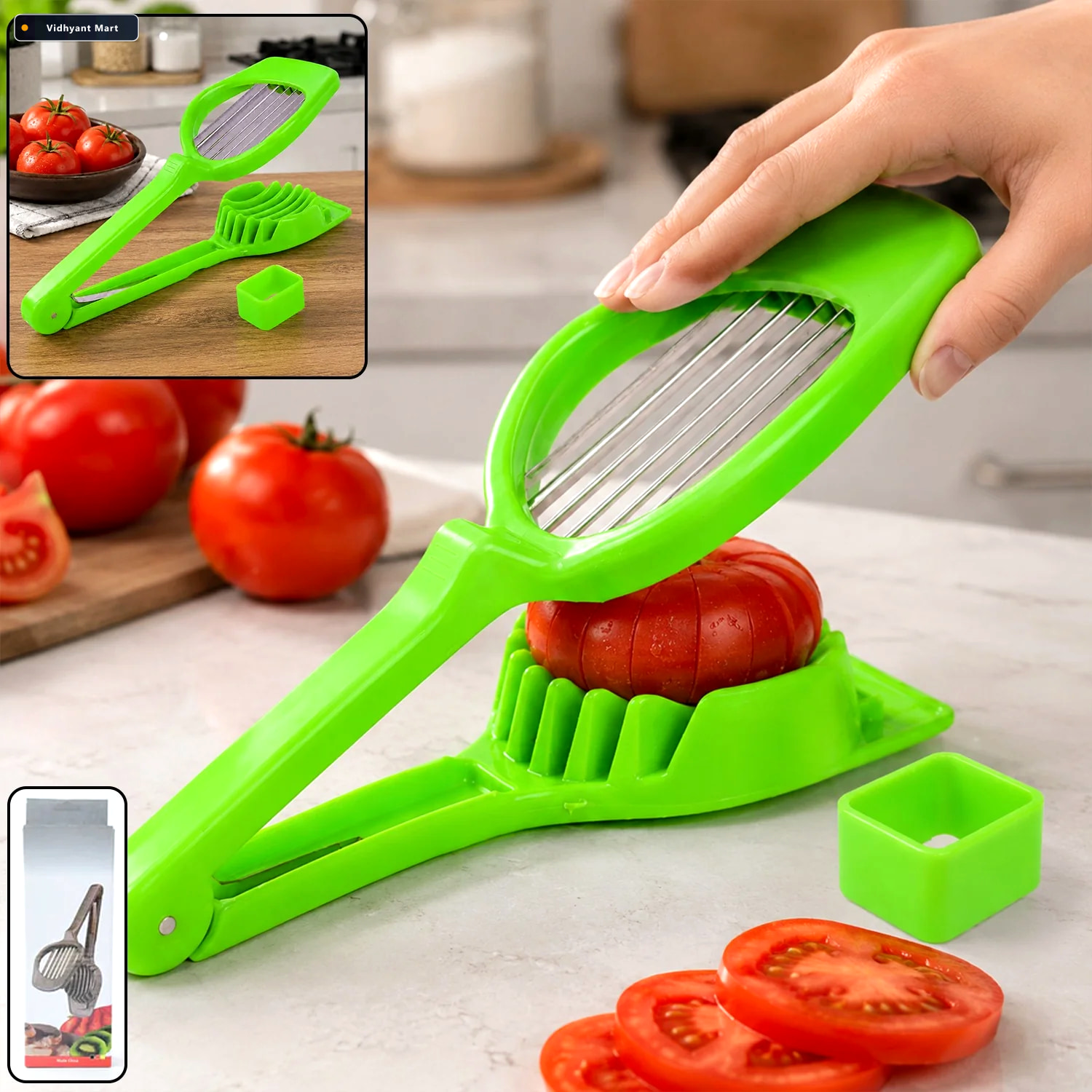 Vidhyant Mart Tomato And Strawberry Slicer 7 Steel Blade Fruit A 1