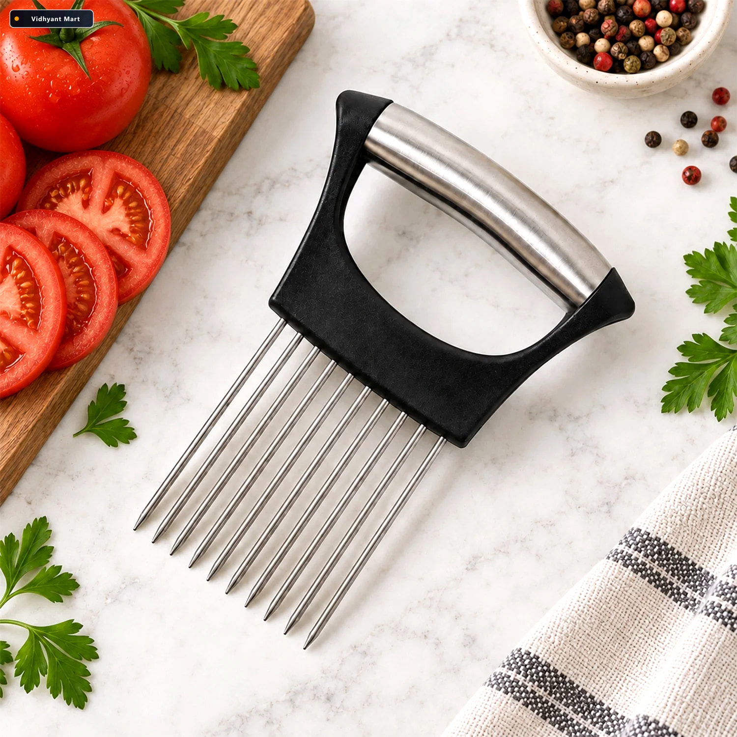 Vidhyant Mart Tomato Slicer And Stainless Steel Prong Holder 1 P 1