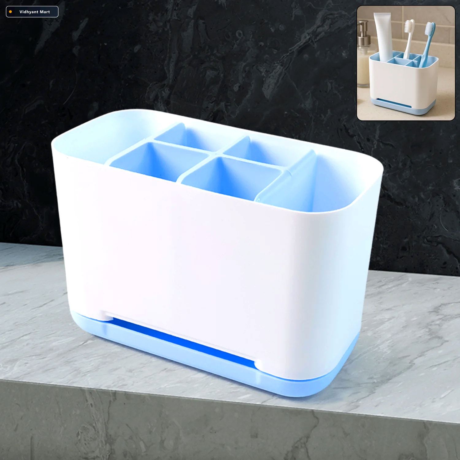 Vidhyant Mart Toothbrush Holder Stand 6 Compartment Plastic Cadd 1