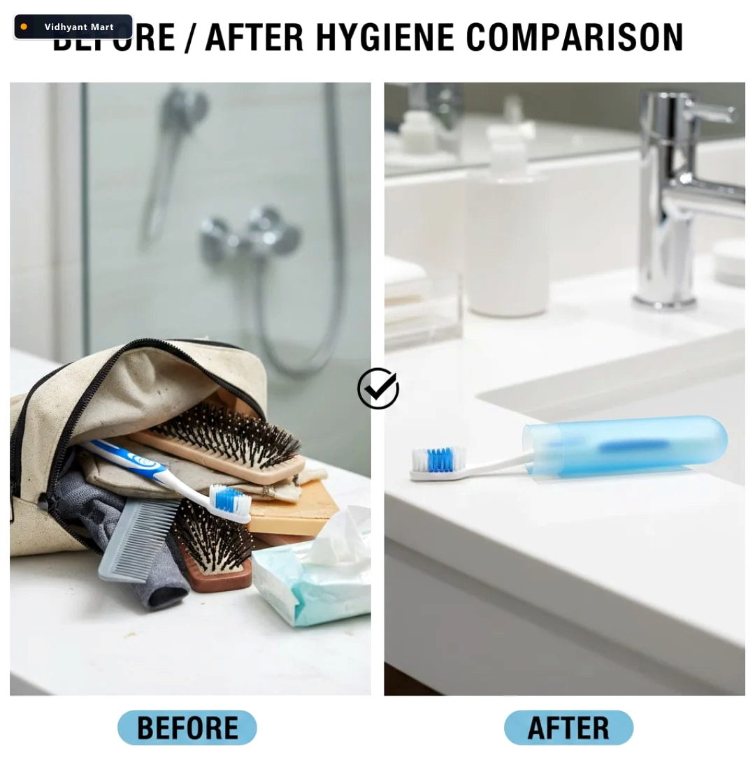 Vidhyant Mart Toothbrush Travel Case Hygienic Plastic Holder Bru 3