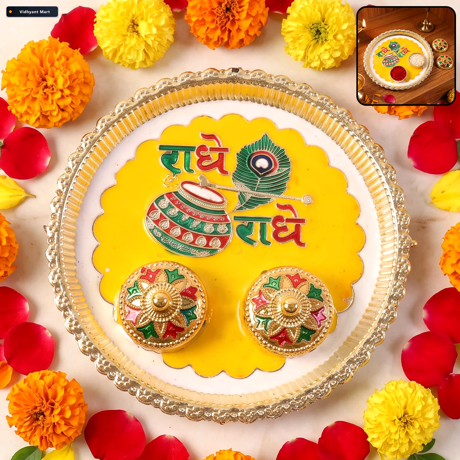 Vidhyant Mart Traditional Kumkum Pooja Thali Set For Puja Ritual 1