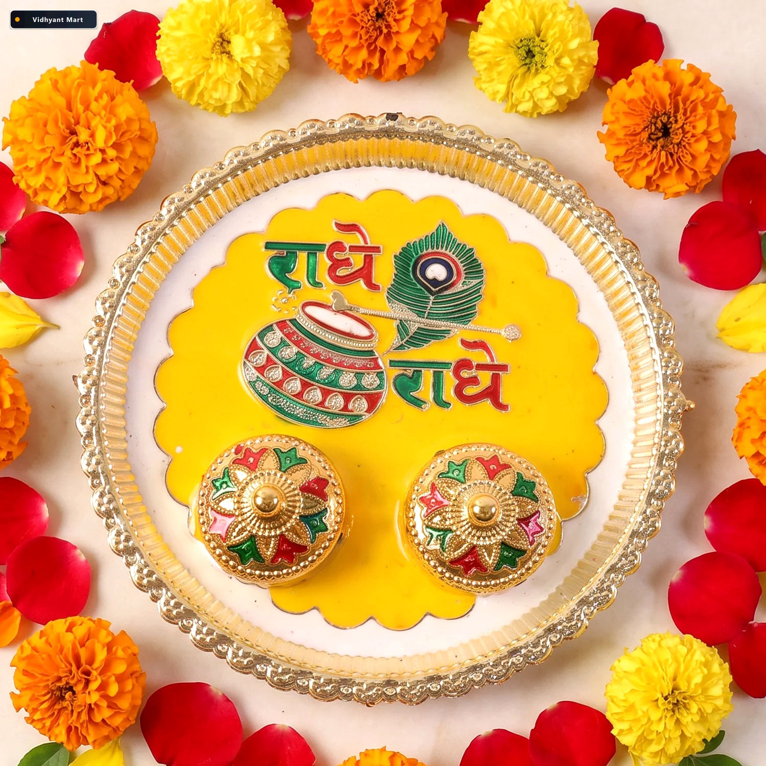Vidhyant Mart Traditional Kumkum Pooja Thali Set For Puja Ritual 2