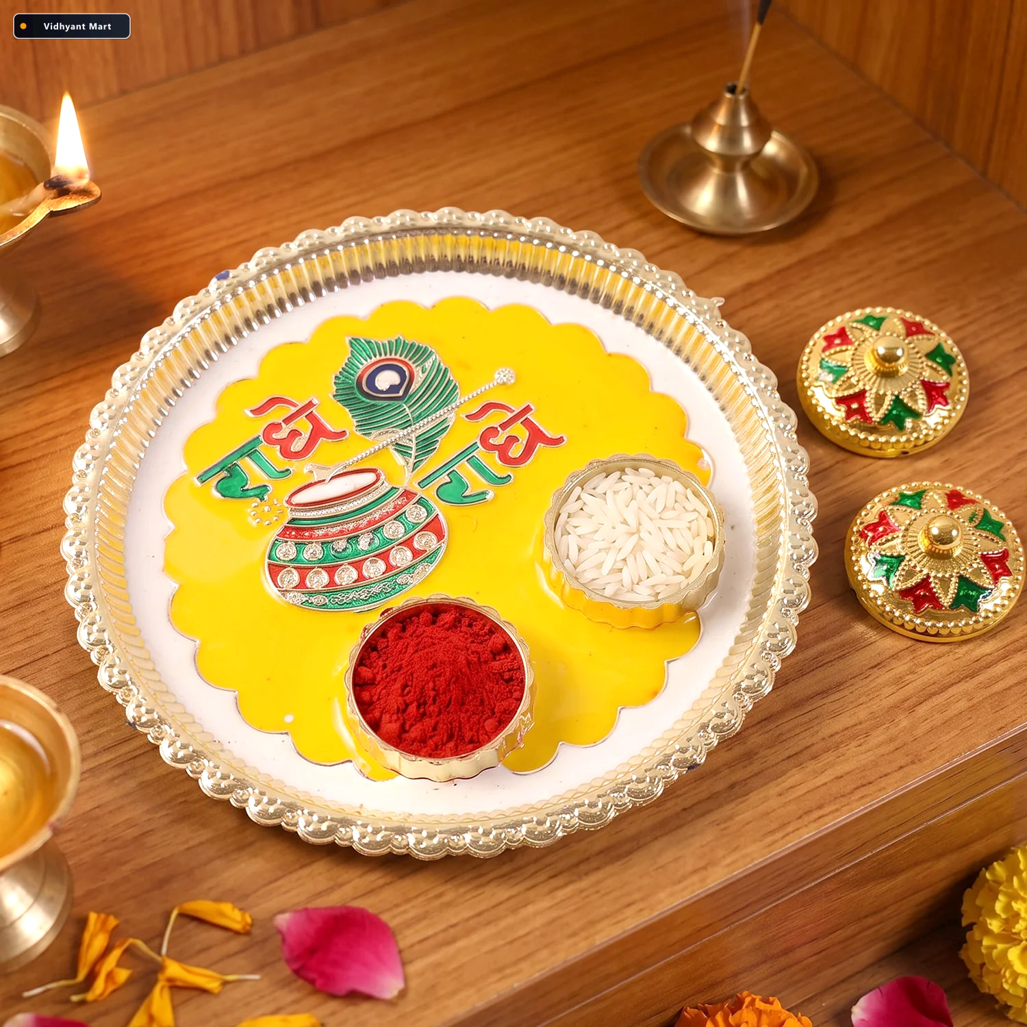 Vidhyant Mart Traditional Kumkum Pooja Thali Set For Puja Ritual 4