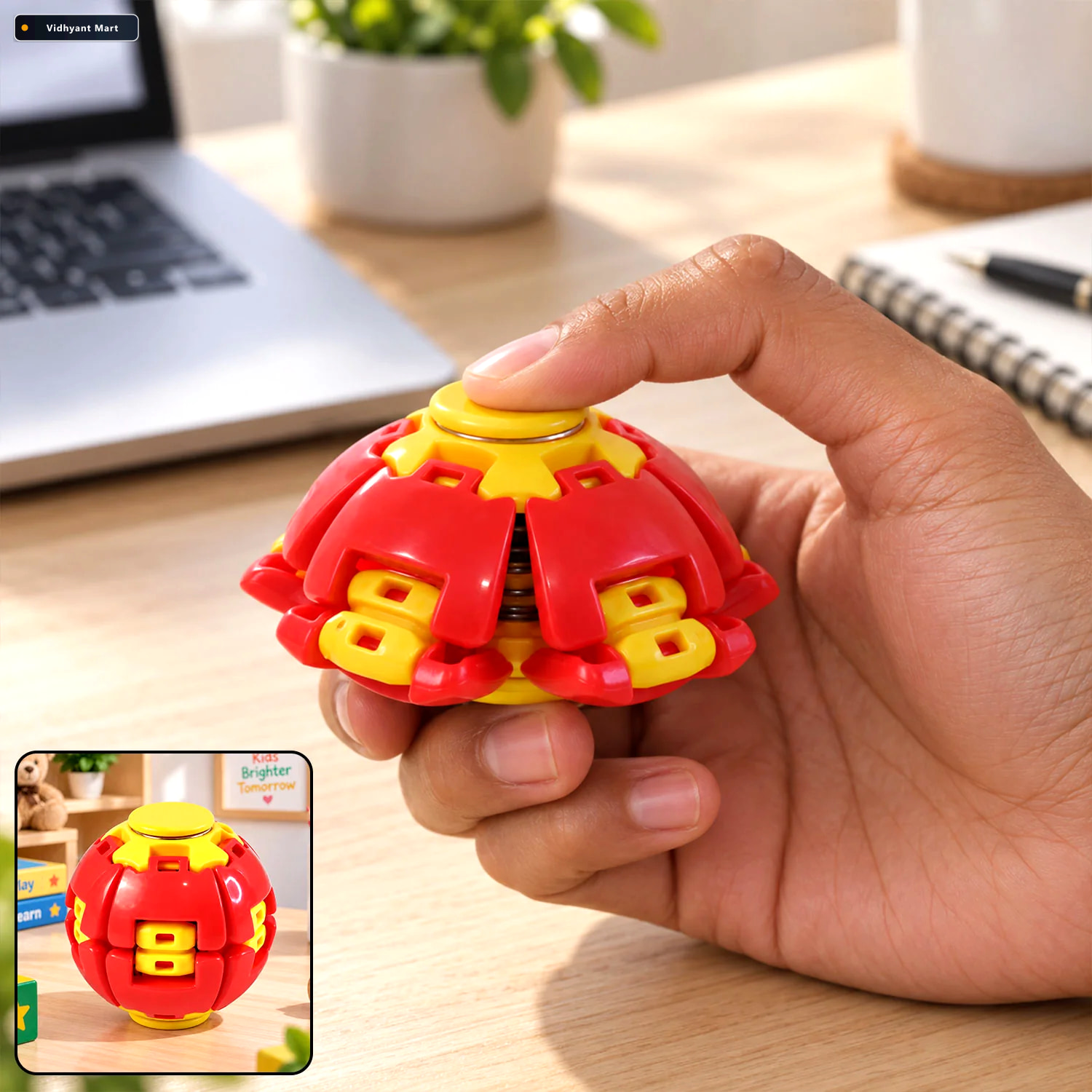 Vidhyant Mart Transforming Spinner Flat Ball Toy With 360 Degree 1