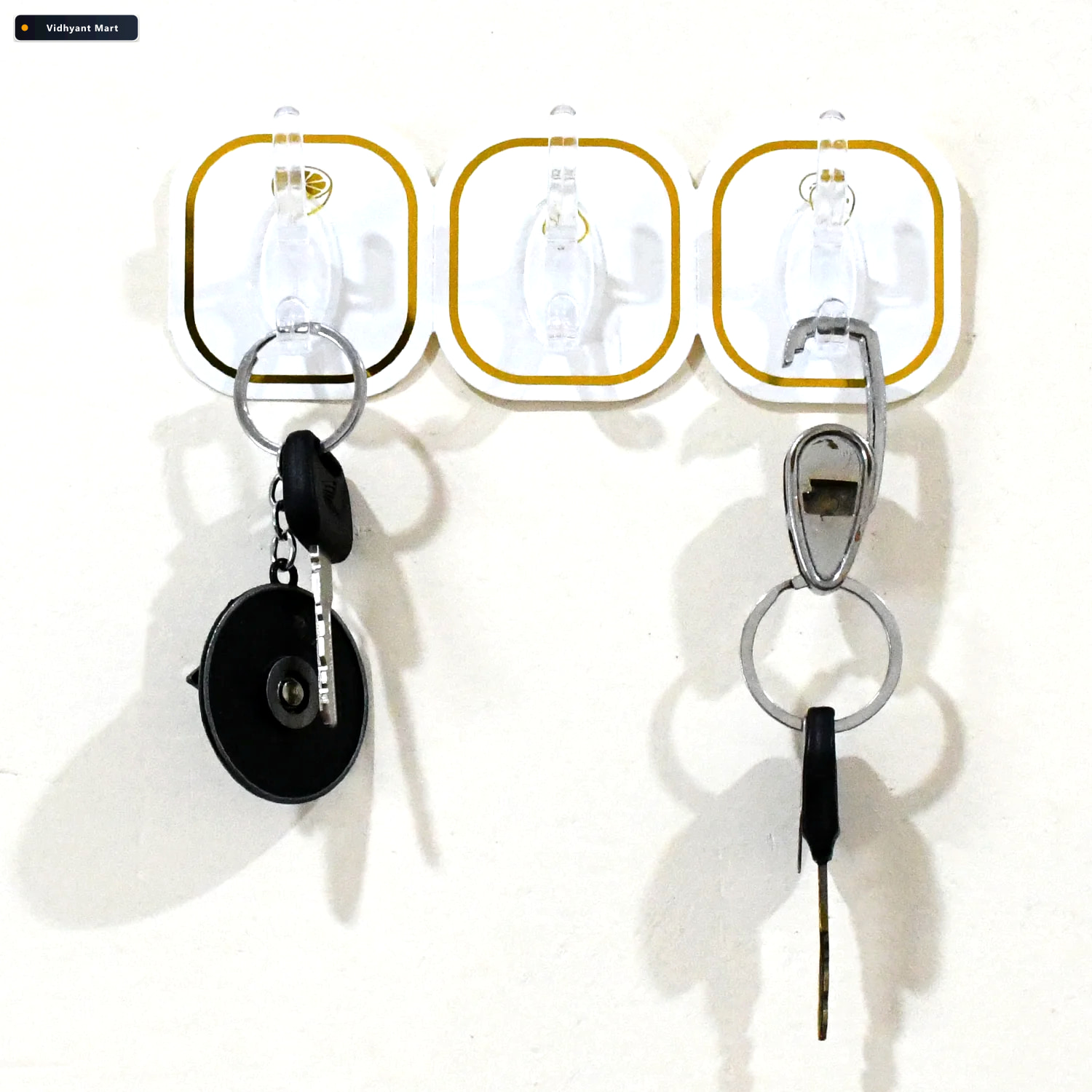 Vidhyant Mart Transparent Adhesive Hooks 6 Pcs Strong Reusable G 2