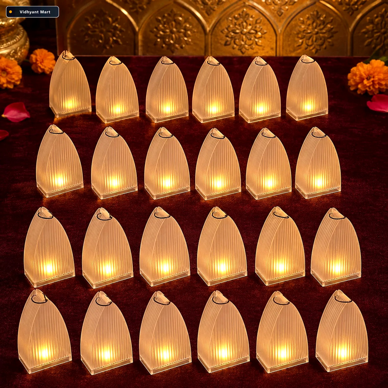 Vidhyant Mart Transparent Decorative Led Candle Lights Set Of 24 1