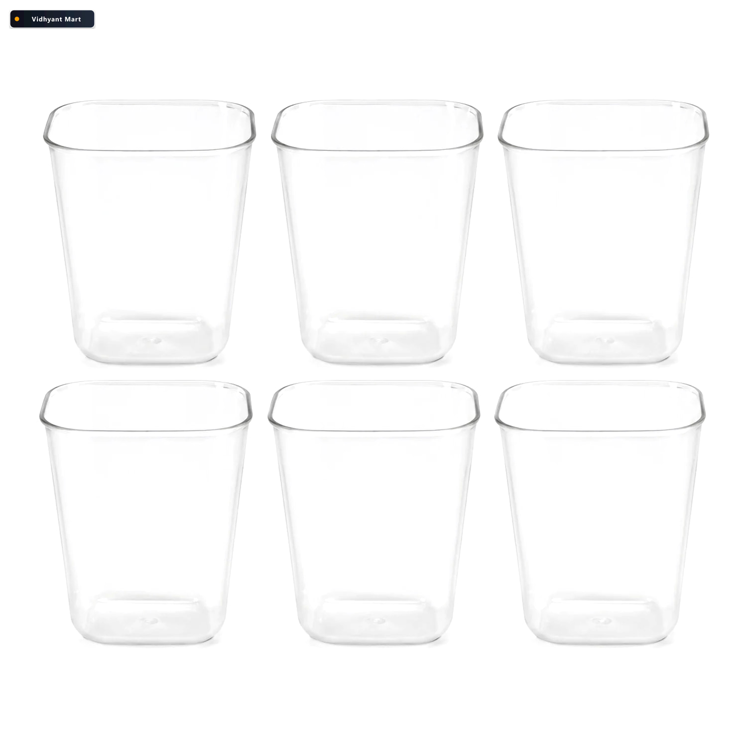 Vidhyant Mart Transparent Diamond Plastic Glass Set 6 Pieces Wit 4