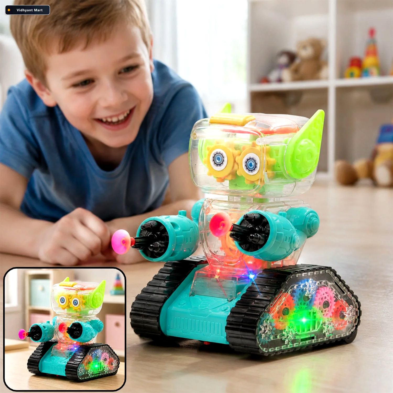 Vidhyant Mart Transparent Gear Robot Car Lights Sound Gears Adit 1