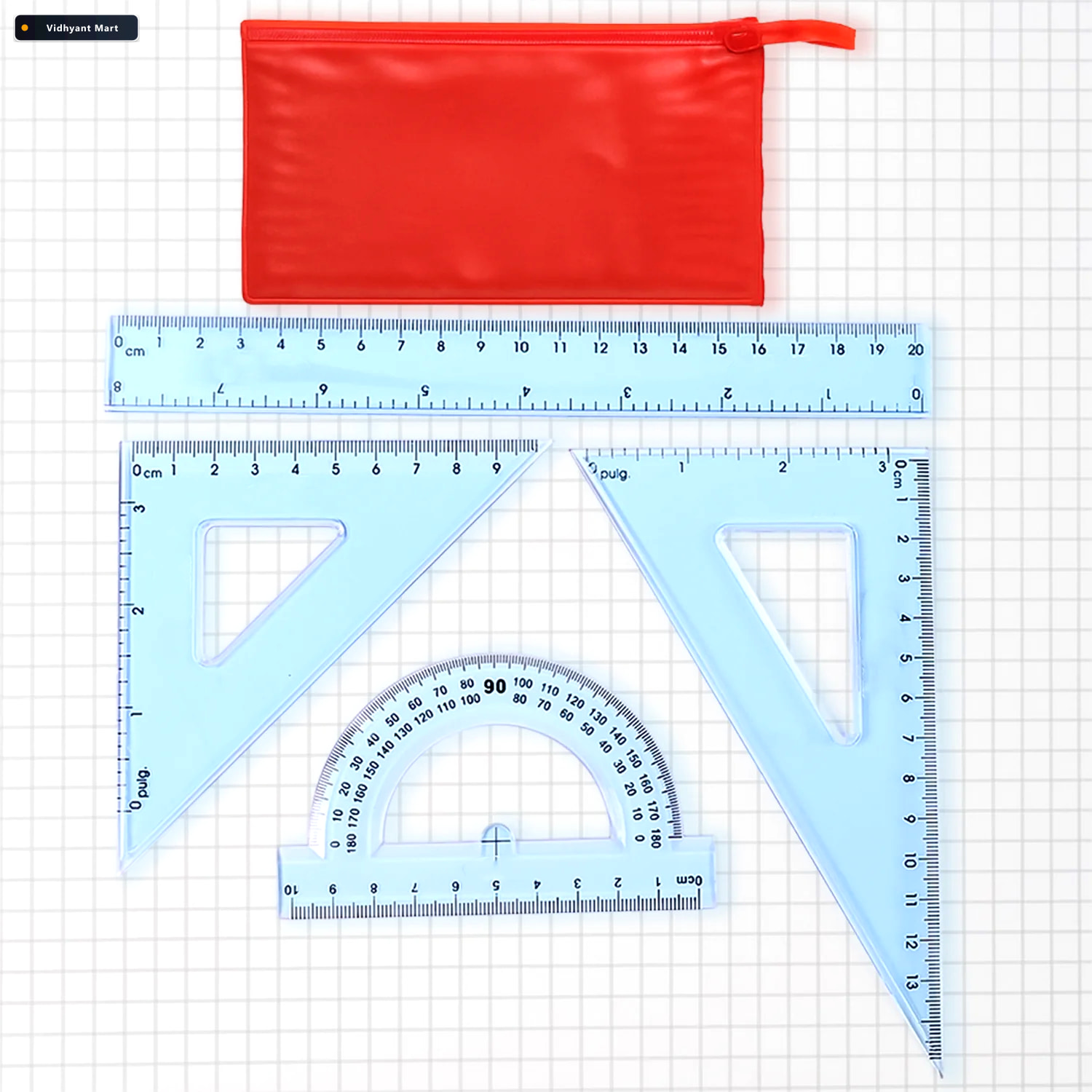 Vidhyant Mart Transparent Geometry Set Durable 4 Piece Instrumen 1