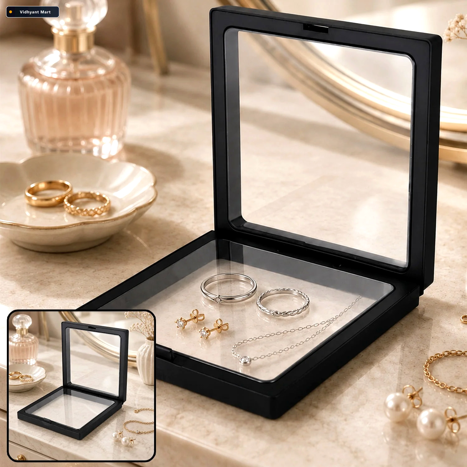 Vidhyant Mart Transparent Jewellery Display Box Floating 3d Effe 1