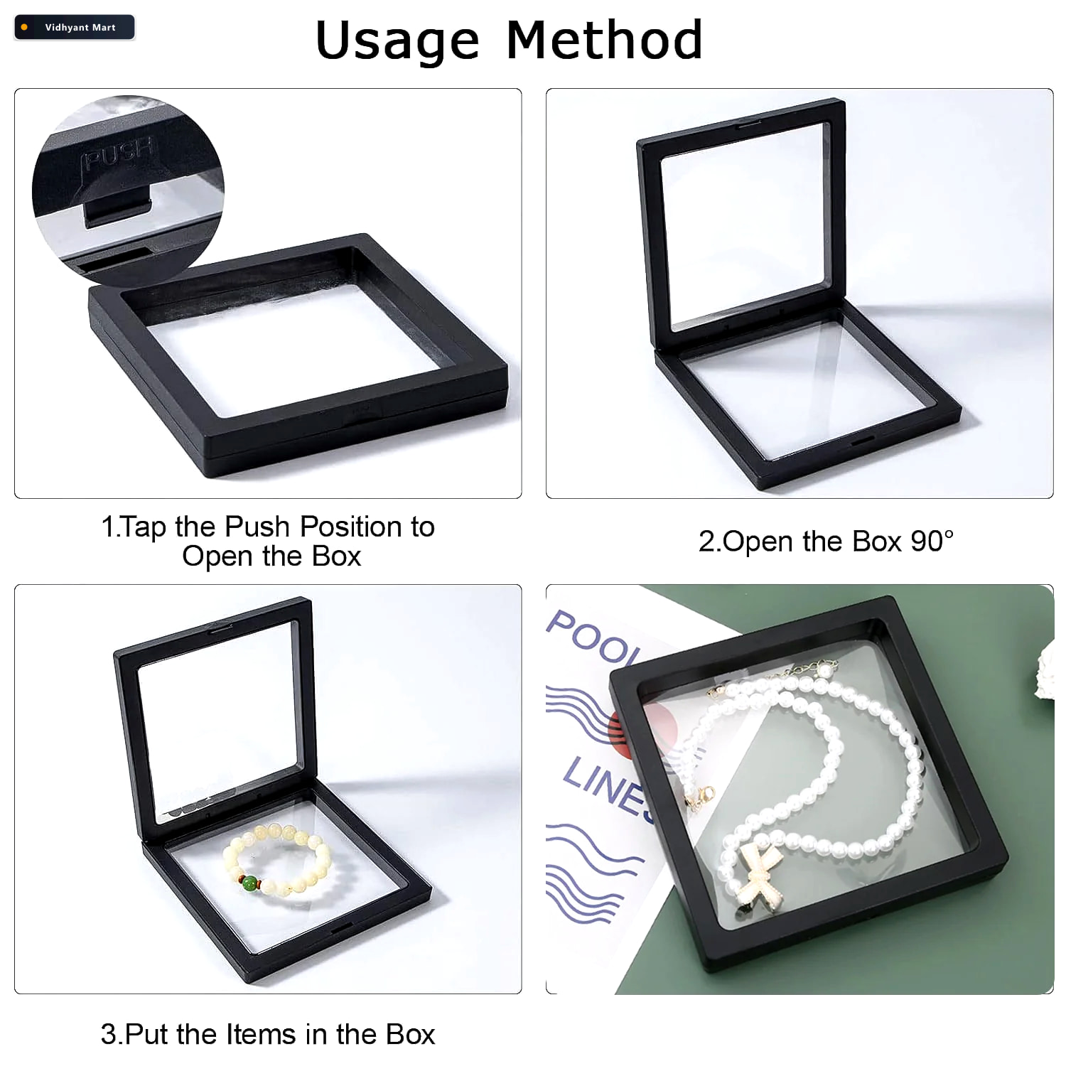 Vidhyant Mart Transparent Jewellery Display Box Floating 3d Effe 3