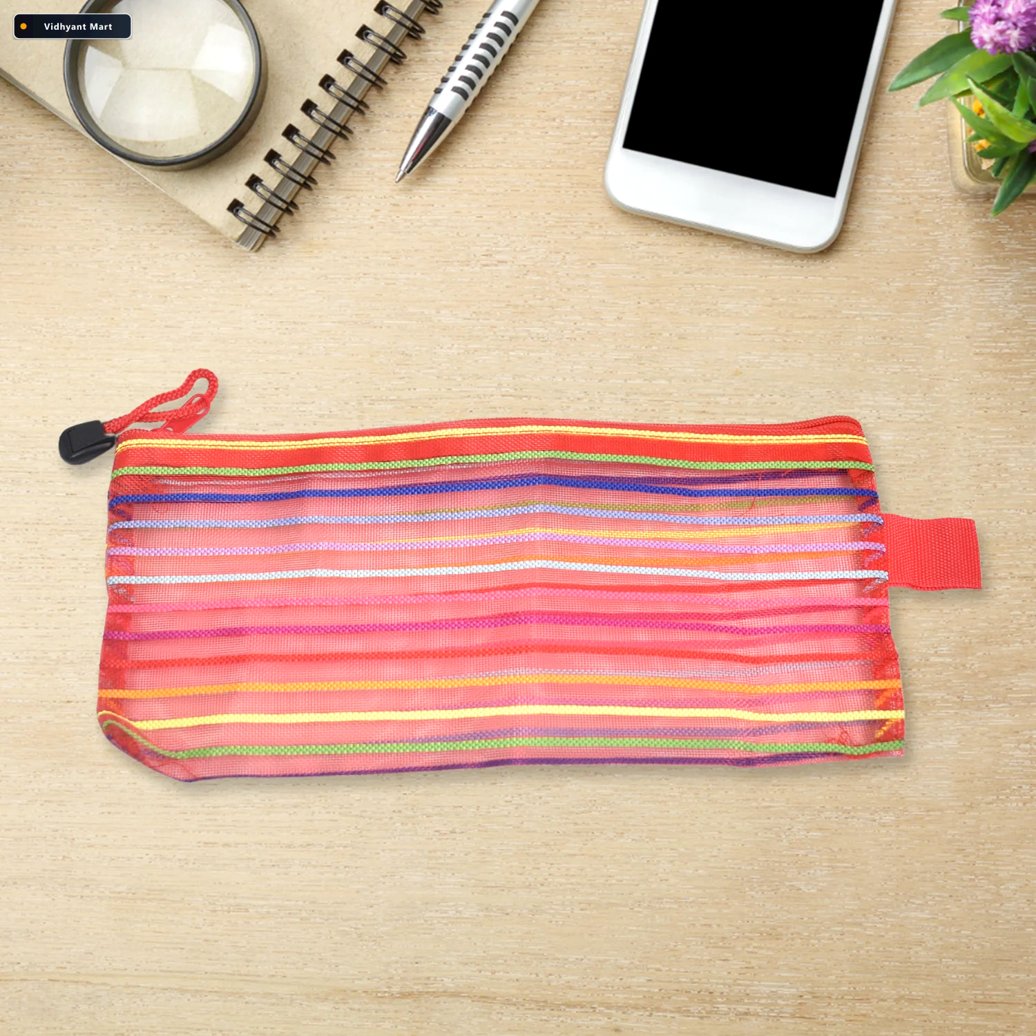 Vidhyant Mart Transparent Mesh Pouch Multi Purpose Zipper Organi 2