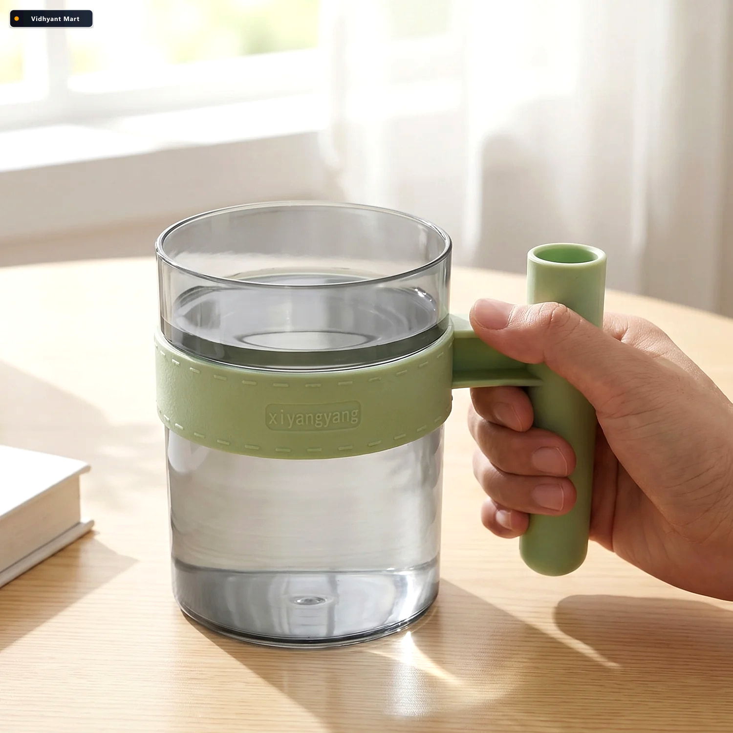 Vidhyant Mart Transparent Plastic Cup With Handle Reusable Water 3