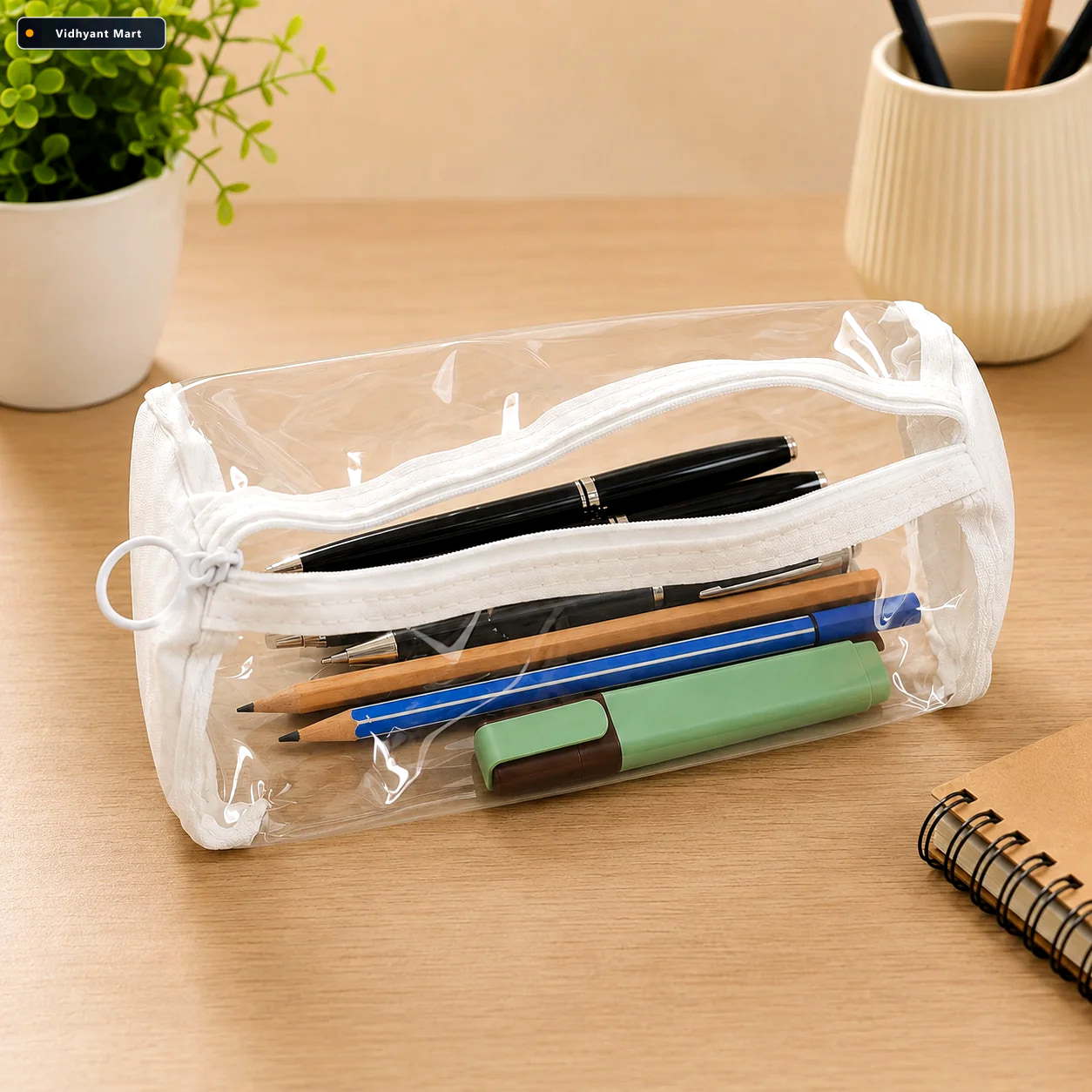 Vidhyant Mart Transparent Pvc Pencil Case Stylish Durable Statio 1